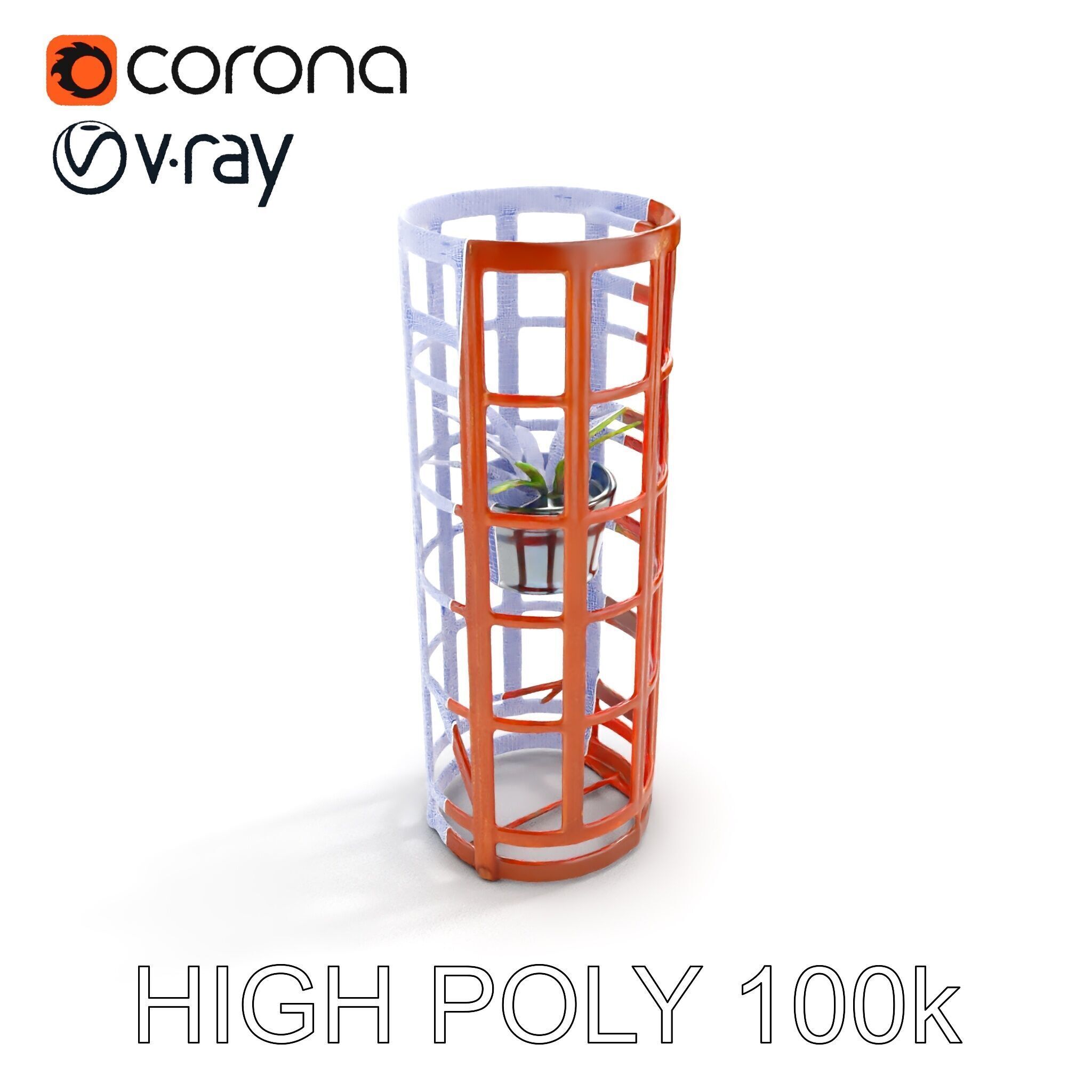 Rustic Metal Plant Stand Model Pack Low-poly 3D model_29