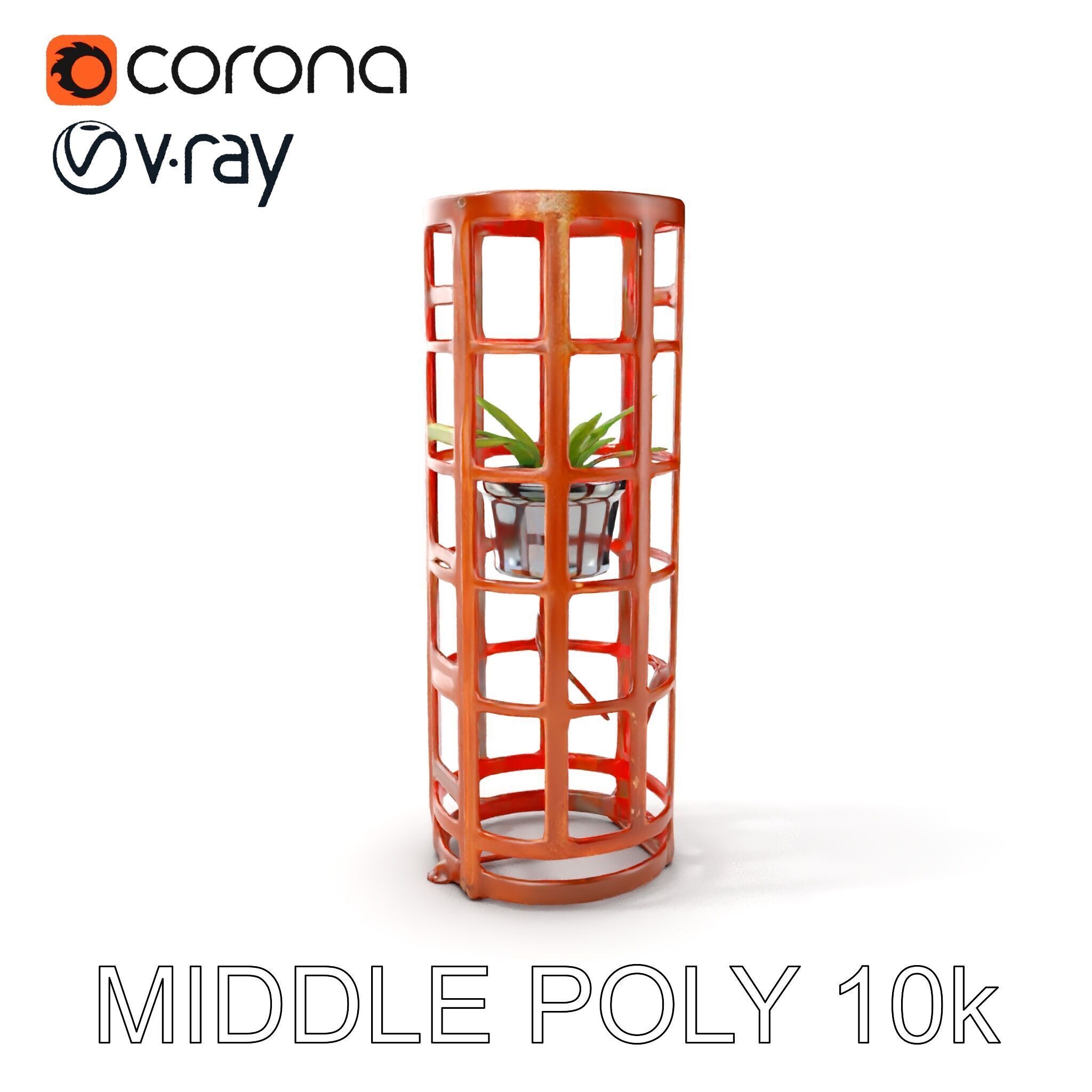 Rustic Metal Plant Stand Model Pack Low-poly 3D model_6