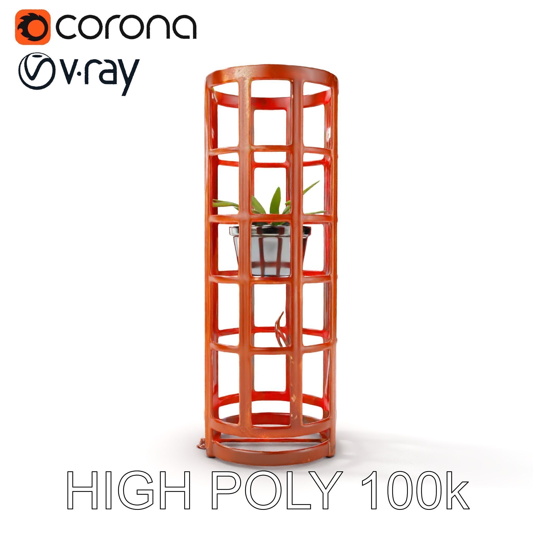 Rustic Metal Plant Stand Model Pack Low-poly 3D model_13