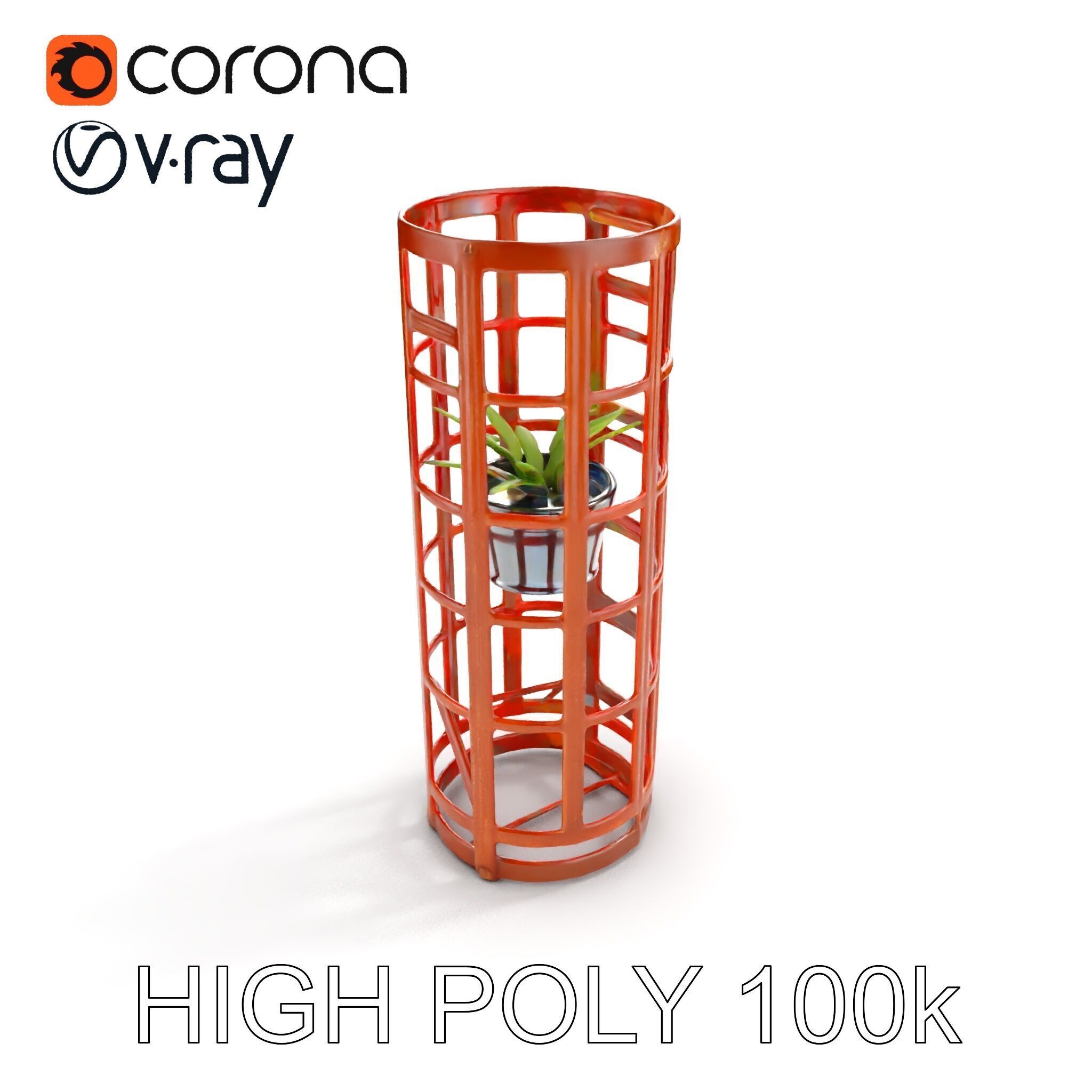 Rustic Metal Plant Stand Model Pack Low-poly 3D model_19