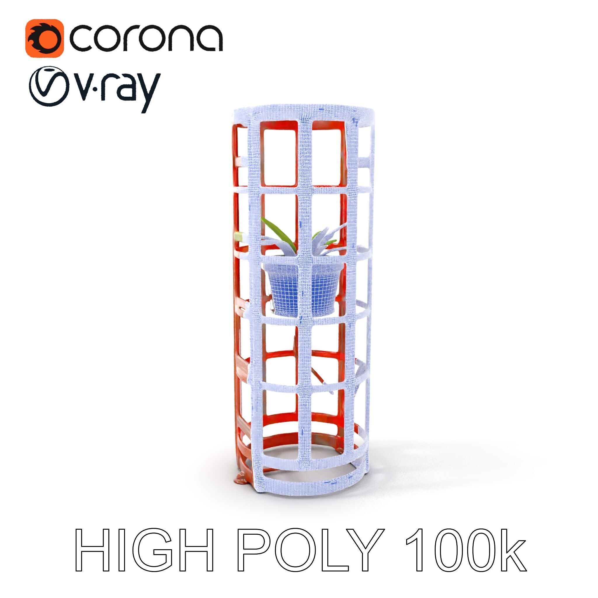 Rustic Metal Plant Stand Model Pack Low-poly 3D model_4