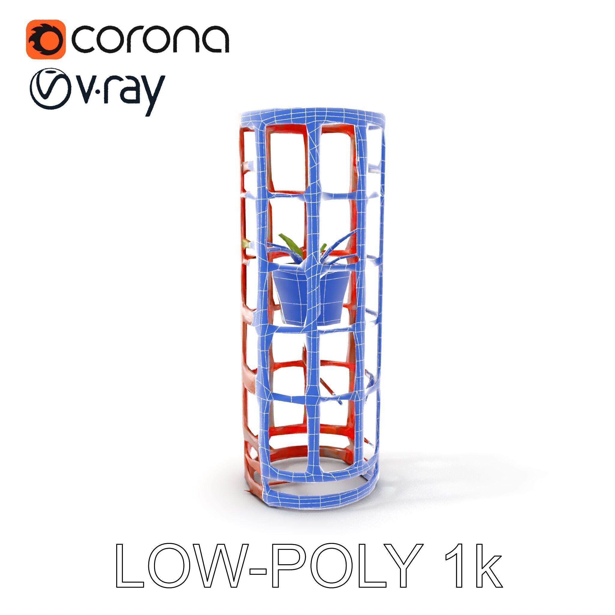 Rustic Metal Plant Stand Model Pack Low-poly 3D model_21