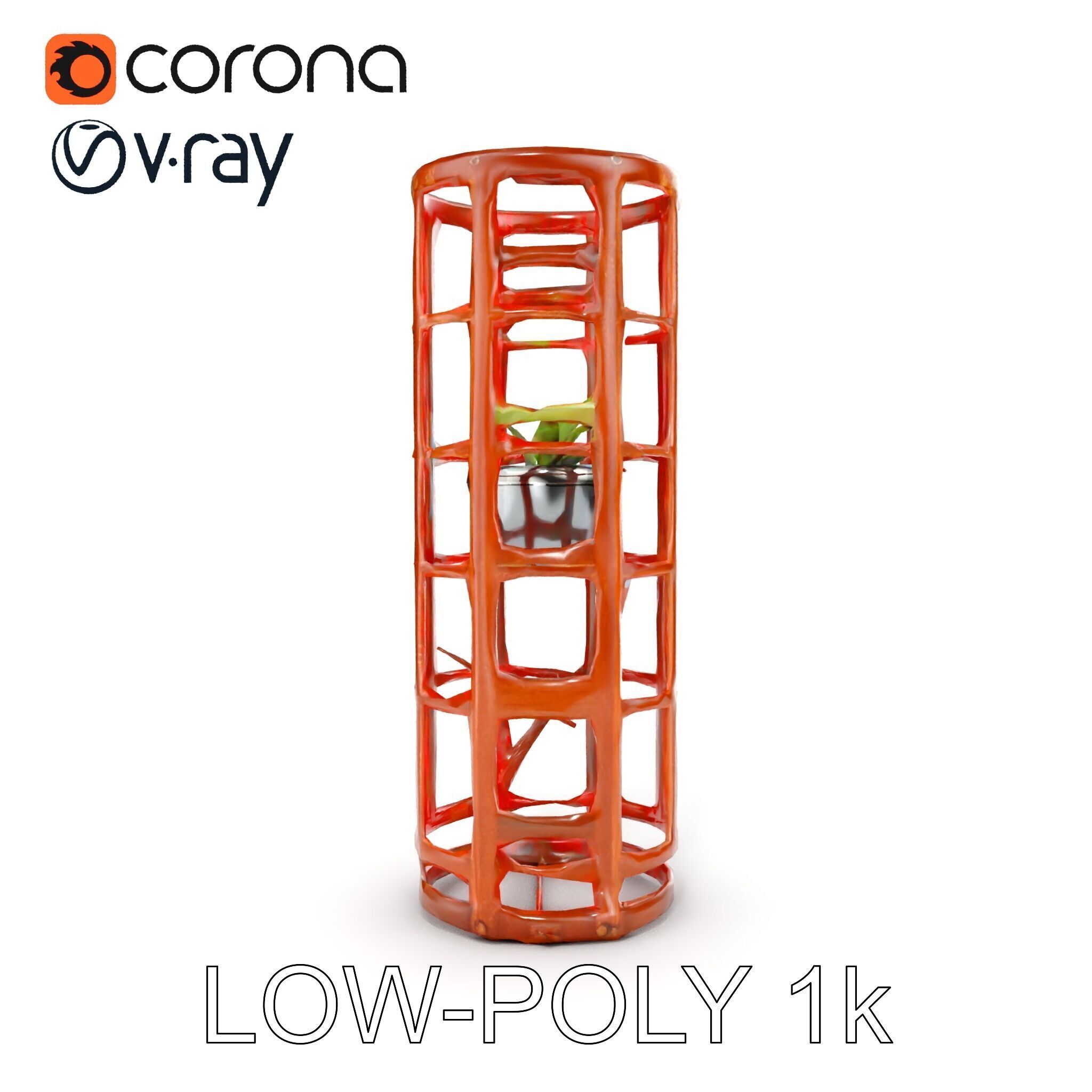 Rustic Metal Plant Stand Model Pack Low-poly 3D model_23