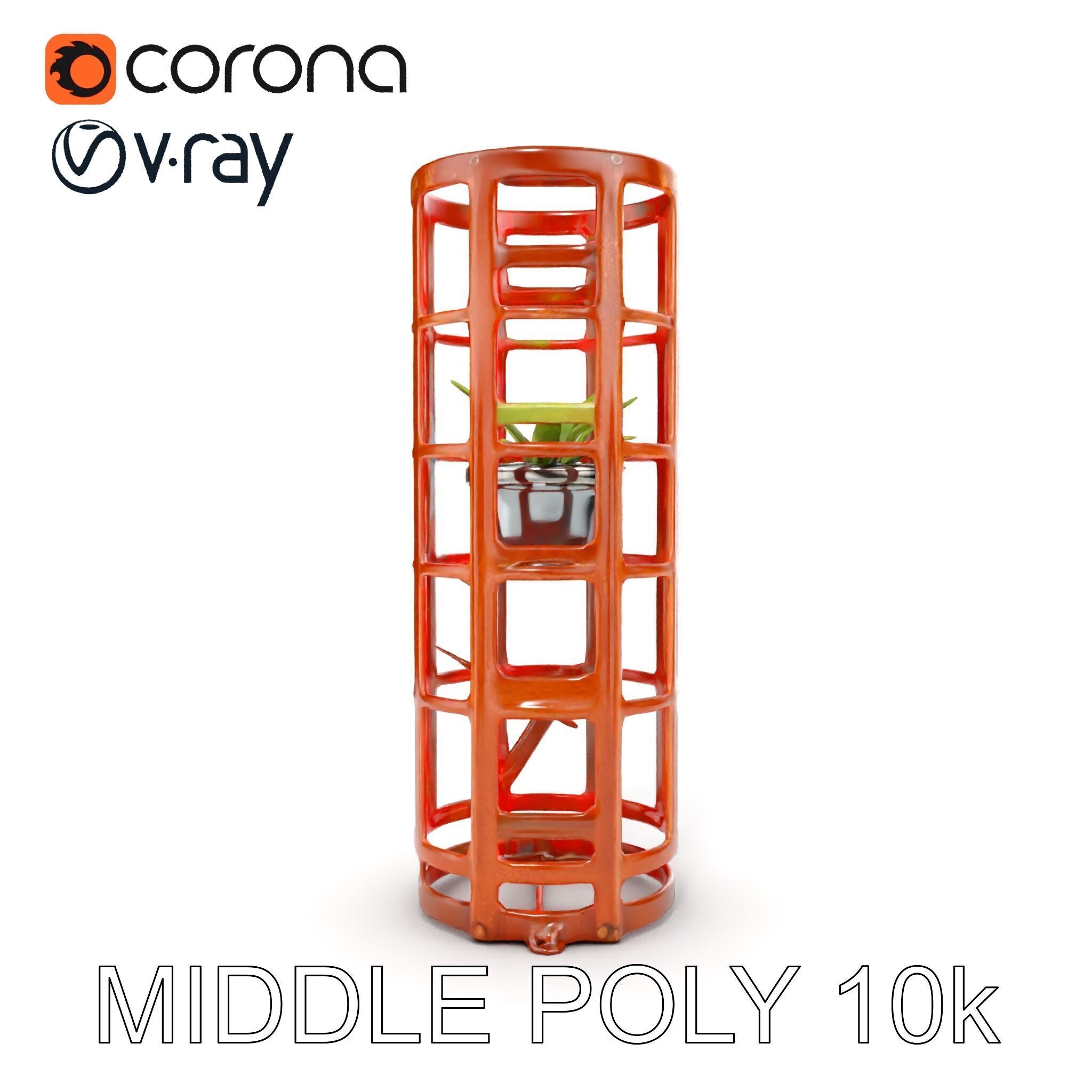 Rustic Metal Plant Stand Model Pack Low-poly 3D model_14