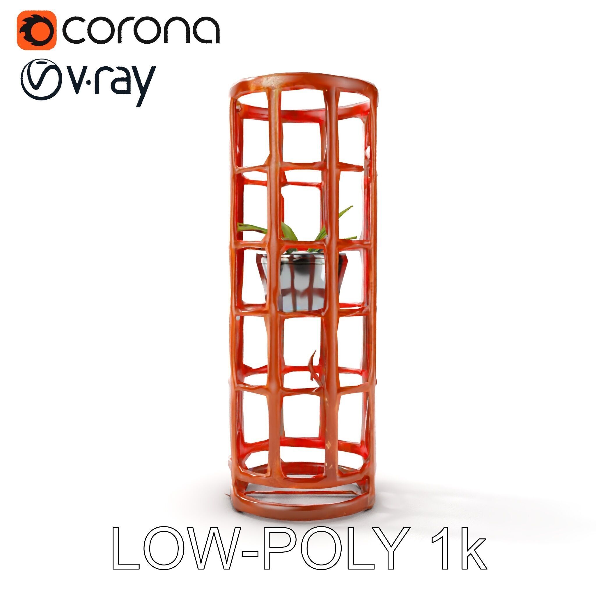 Rustic Metal Plant Stand Model Pack Low-poly 3D model_31