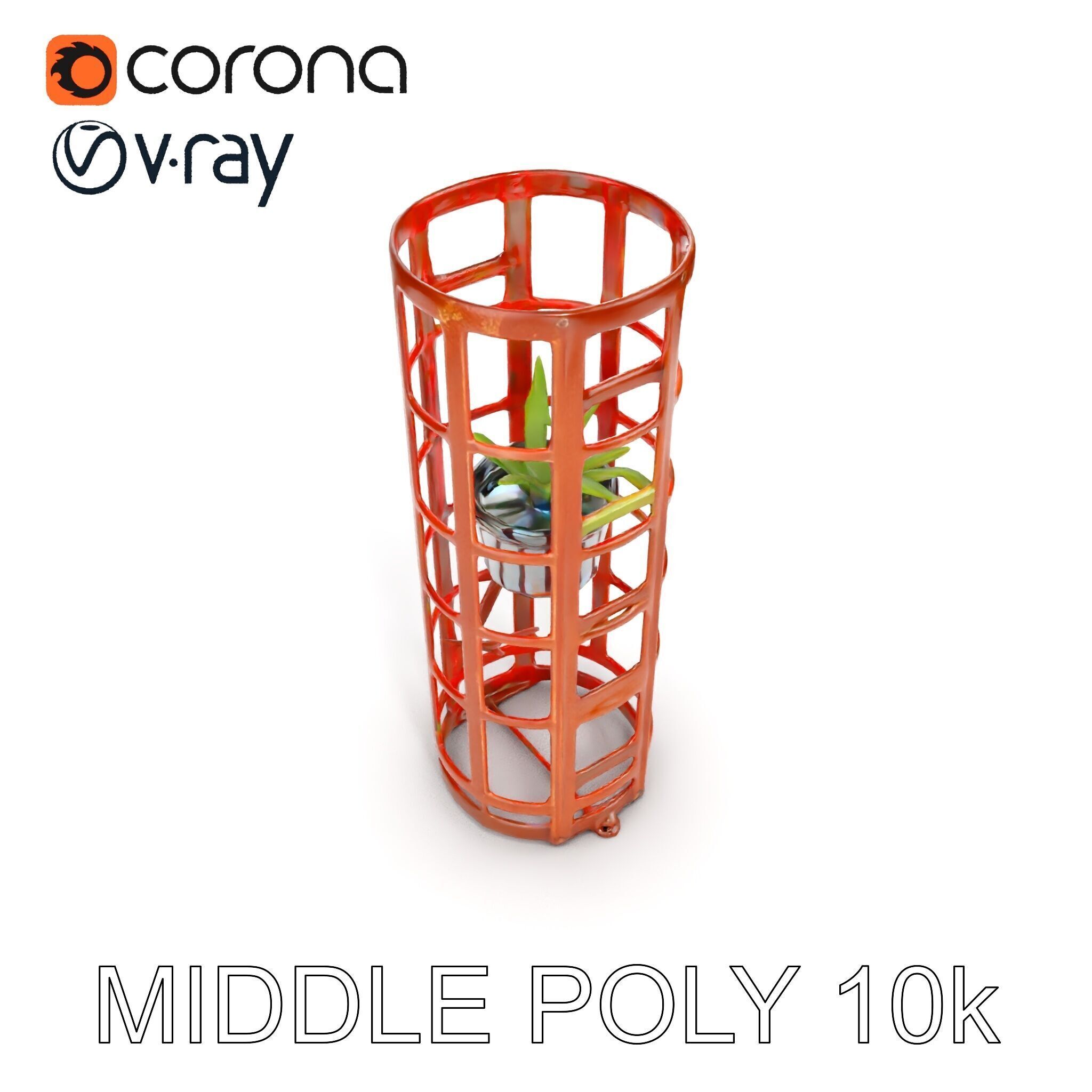 Rustic Metal Plant Stand Model Pack Low-poly 3D model_20