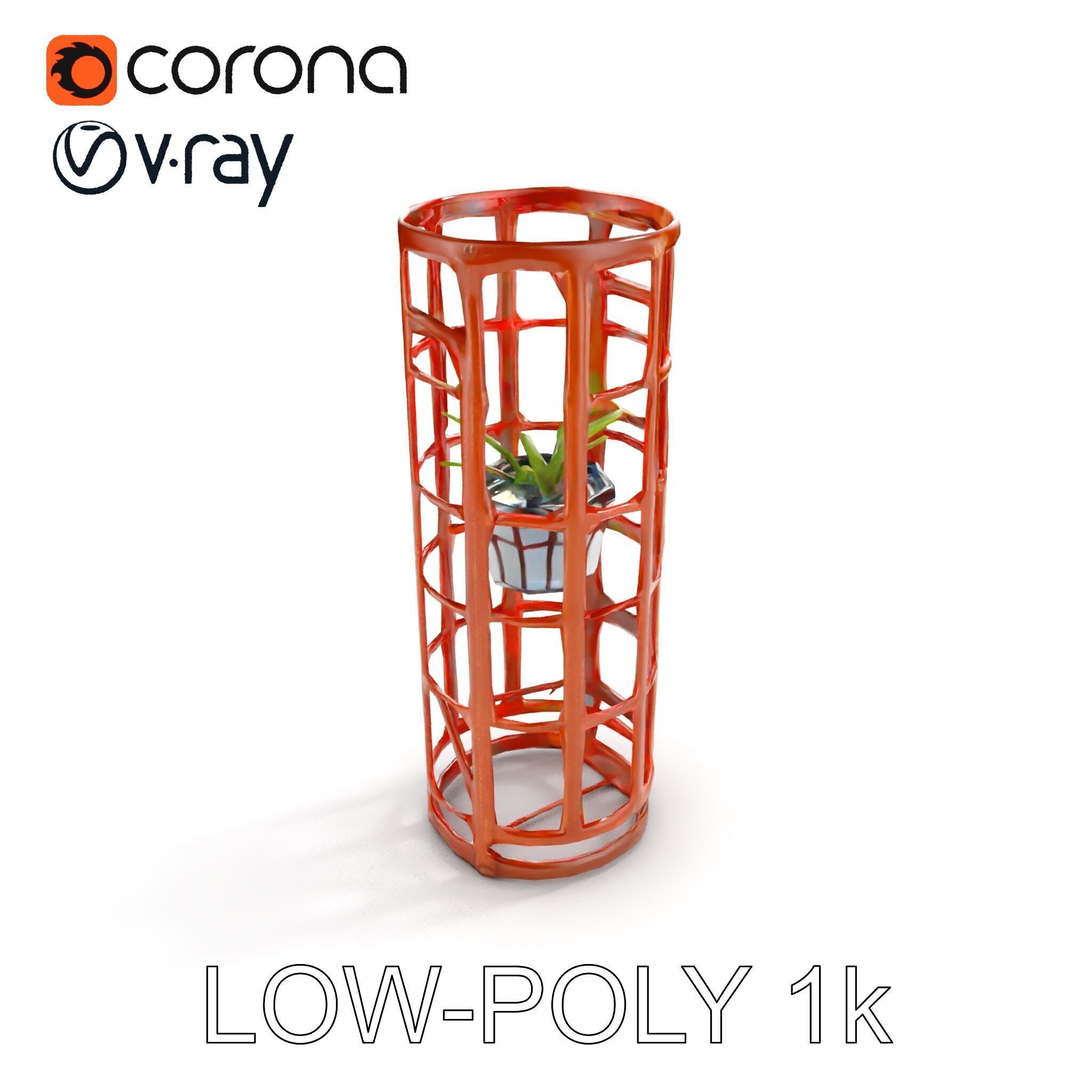 Rustic Metal Plant Stand Model Pack Low-poly 3D model_7