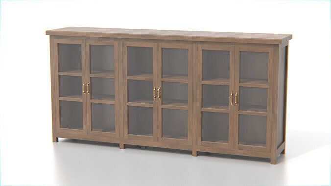 Glass Door Sideboard Cabinet Low-poly 3D model