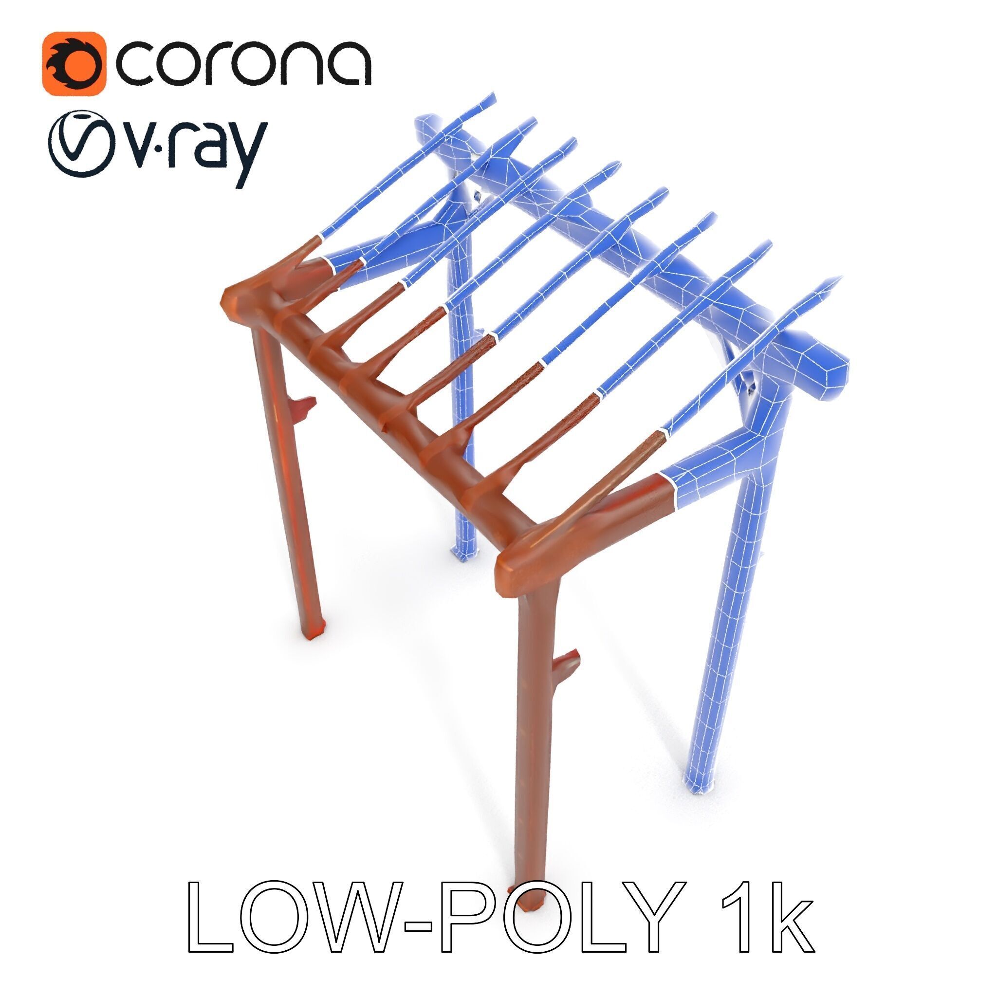 Rustic Metal Pergola Model Pack for Outdoor Scenes Low-poly 3D model_20