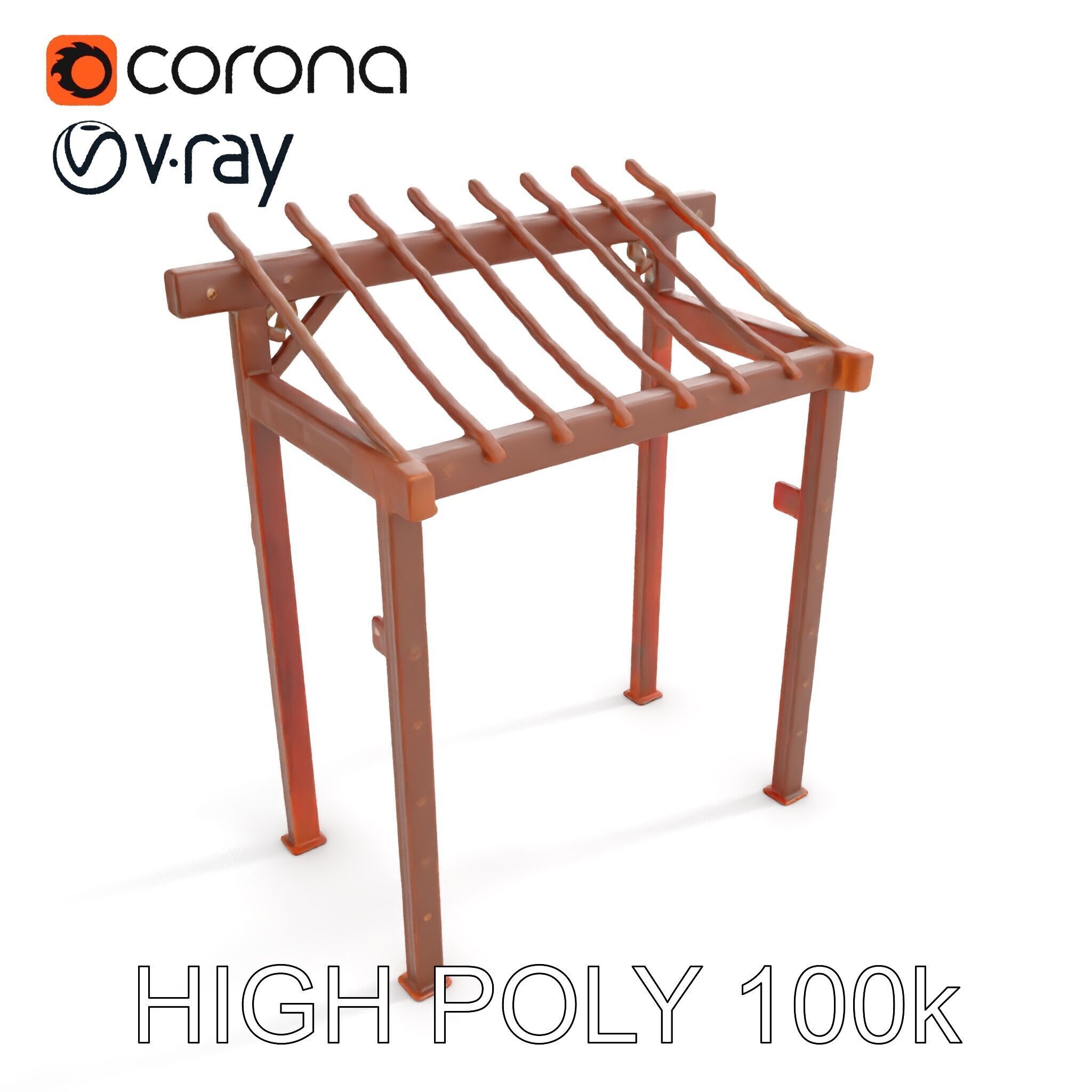 Rustic Metal Pergola Model Pack for Outdoor Scenes Low-poly 3D model_12