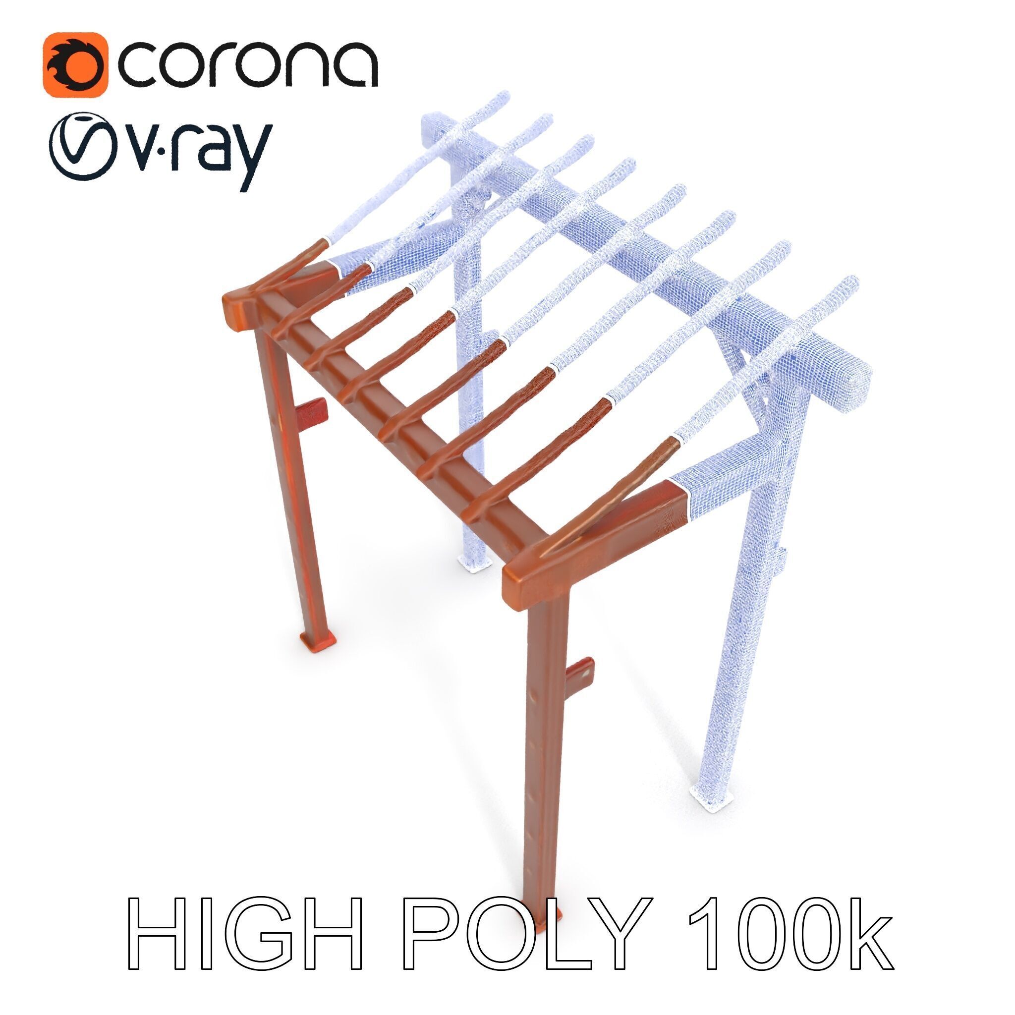 Rustic Metal Pergola Model Pack for Outdoor Scenes Low-poly 3D model_18