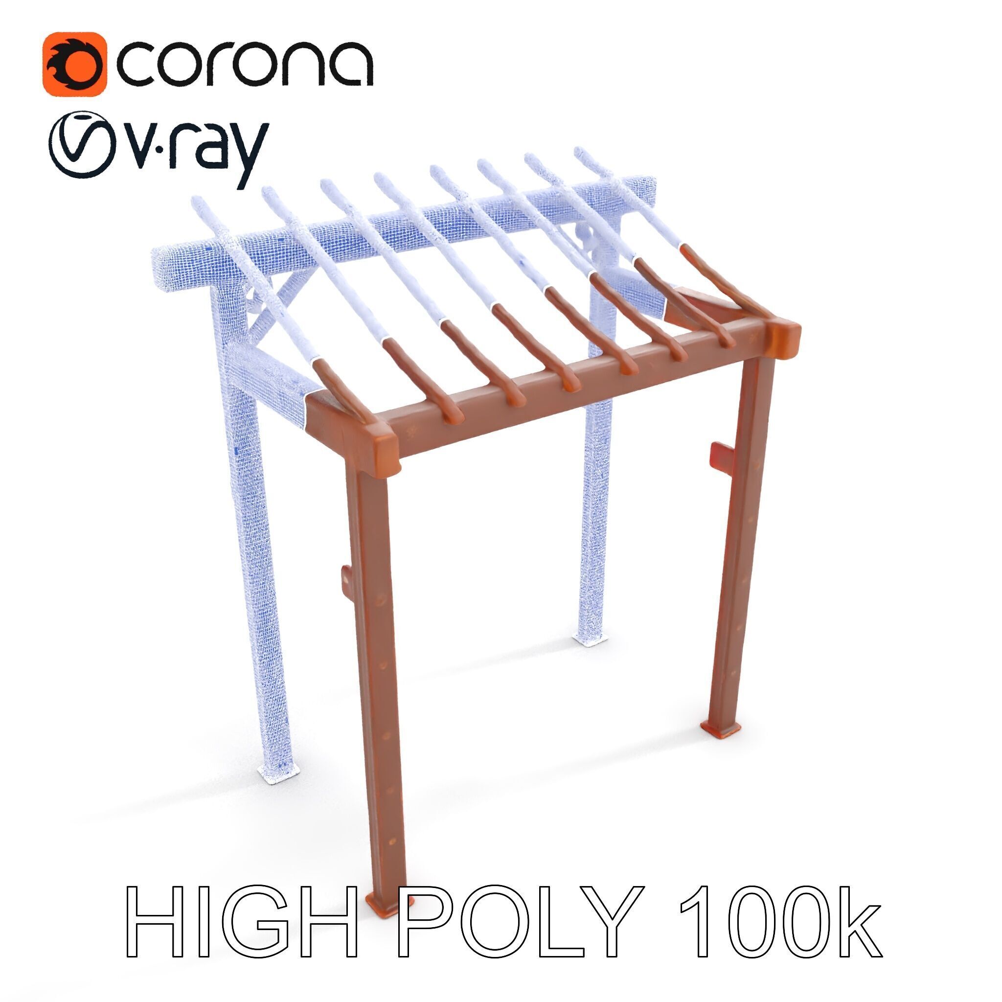 Rustic Metal Pergola Model Pack for Outdoor Scenes Low-poly 3D model_21