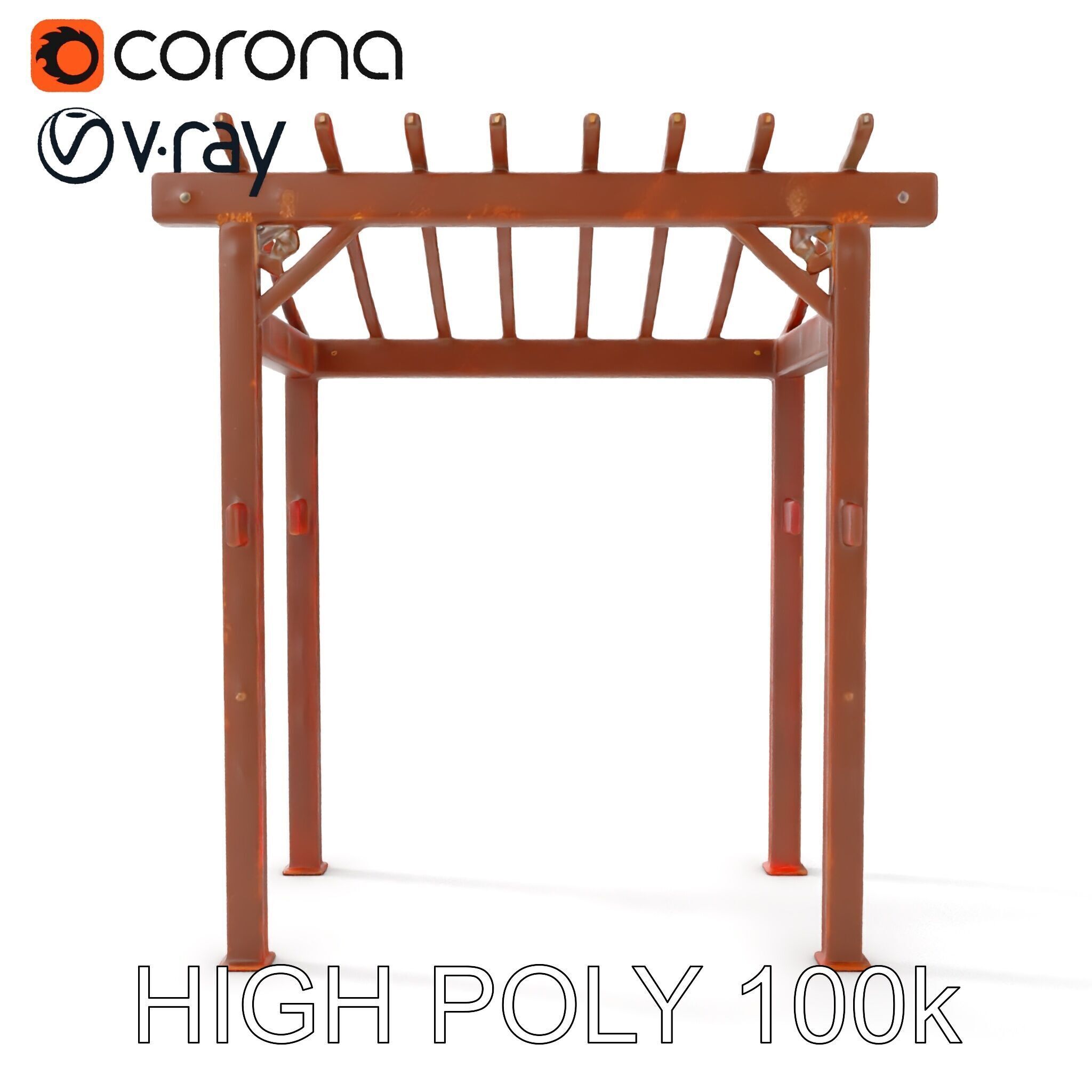 Rustic Metal Pergola Model Pack for Outdoor Scenes Low-poly 3D model_27