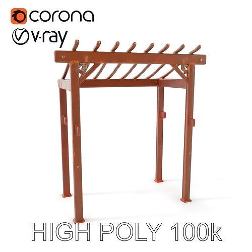 Rustic Metal Pergola Model Pack for Outdoor Scenes Low-poly 3D model
