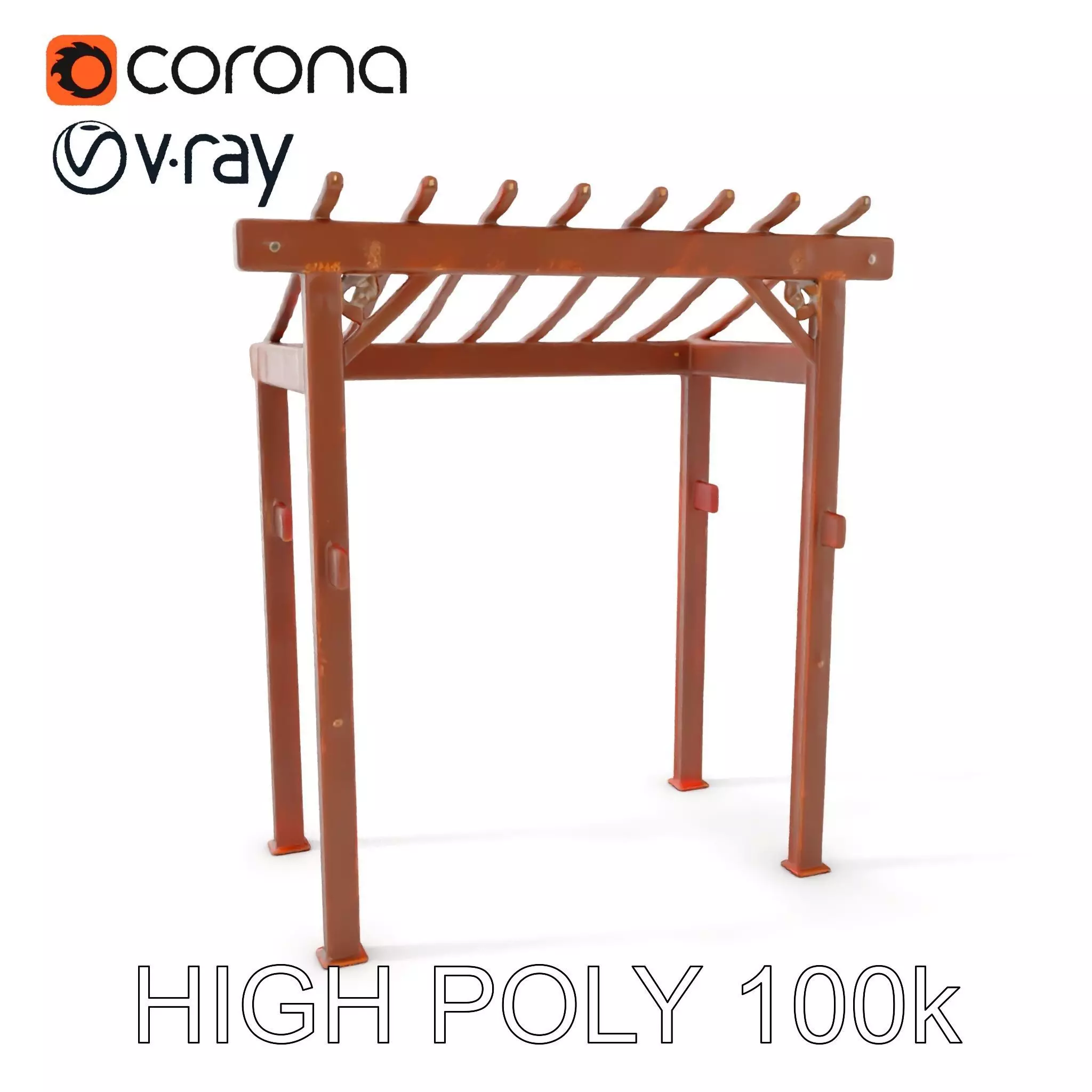 Rustic Metal Pergola Model Pack for Outdoor Scenes Low-poly 3D model_0