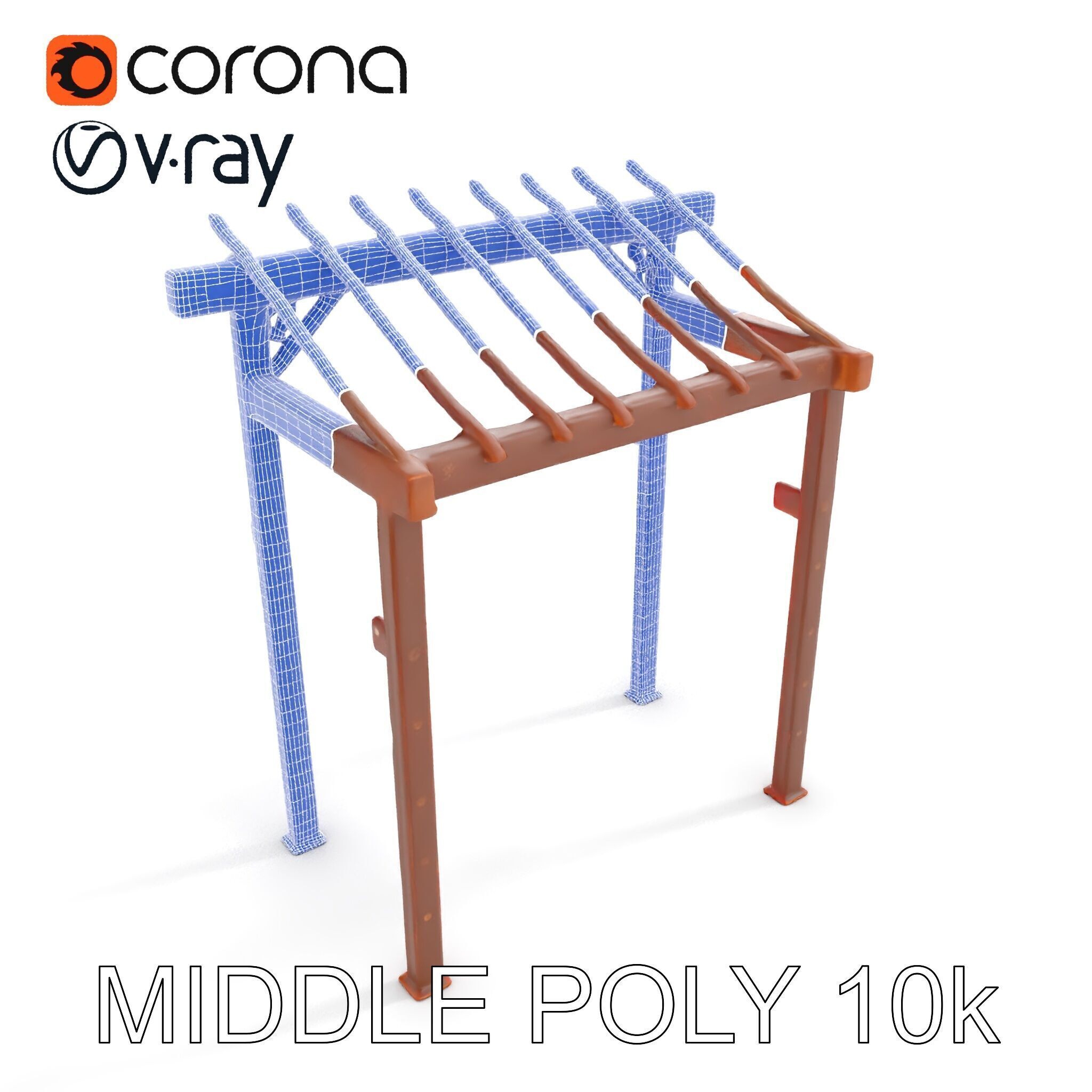 Rustic Metal Pergola Model Pack for Outdoor Scenes Low-poly 3D model_10