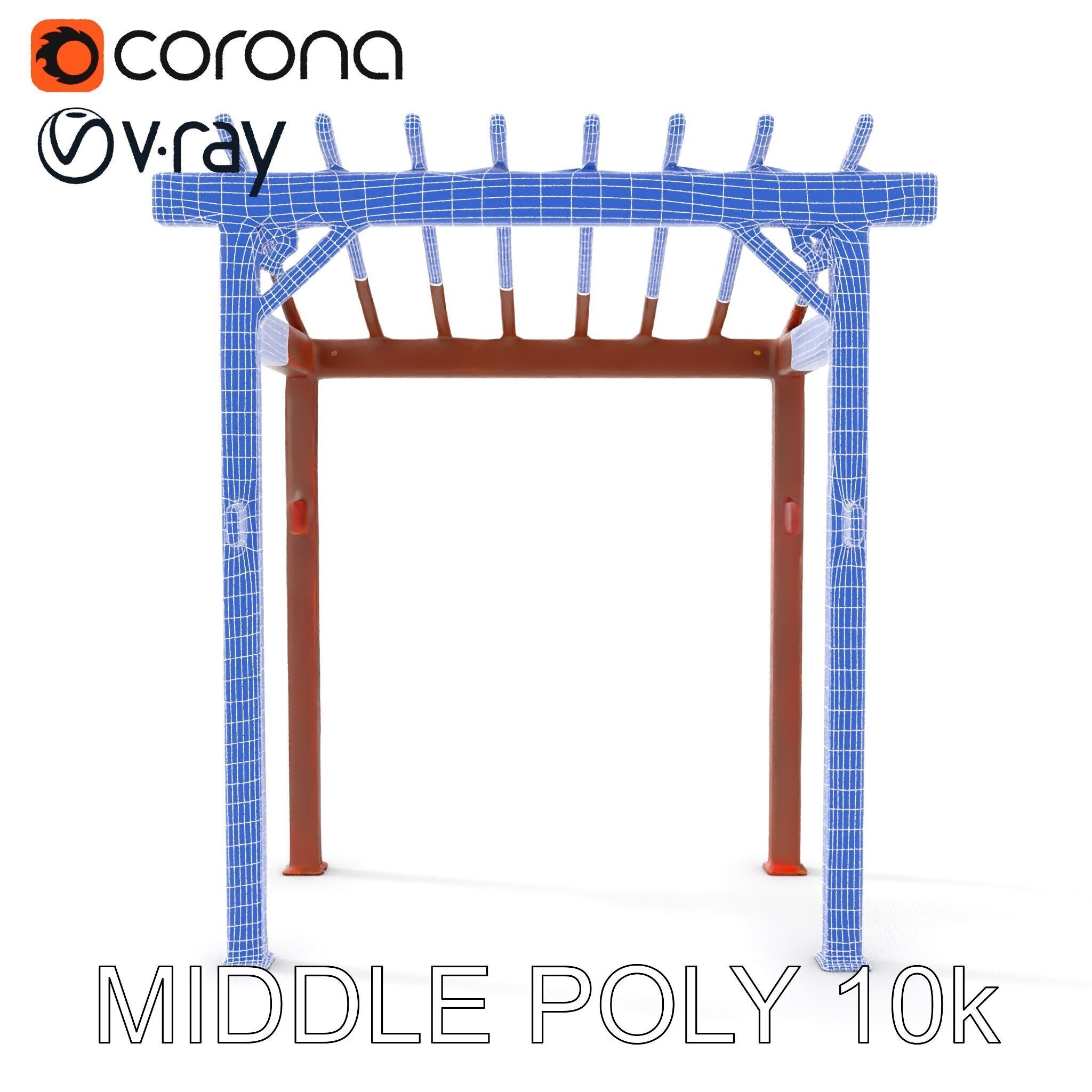 Rustic Metal Pergola Model Pack for Outdoor Scenes Low-poly 3D model_30