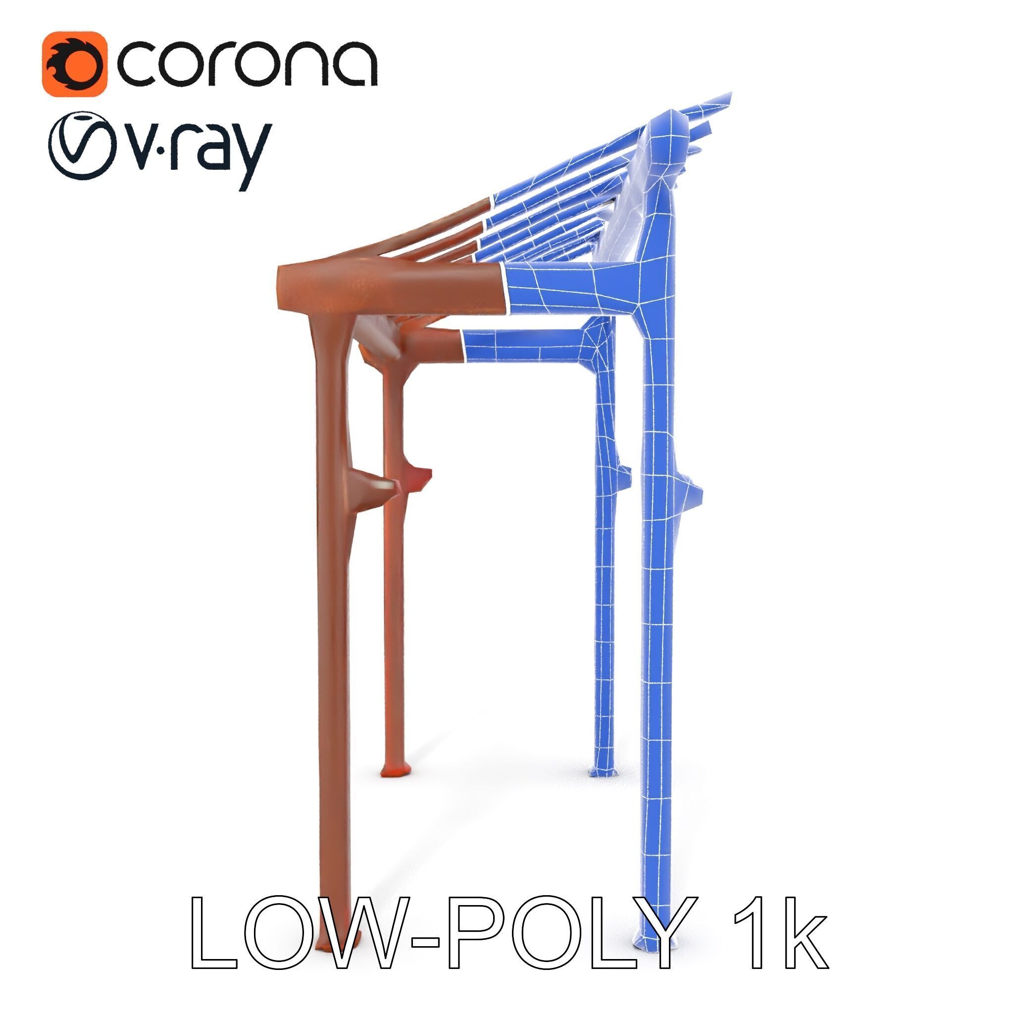 Rustic Metal Pergola Model Pack for Outdoor Scenes Low-poly 3D model_31