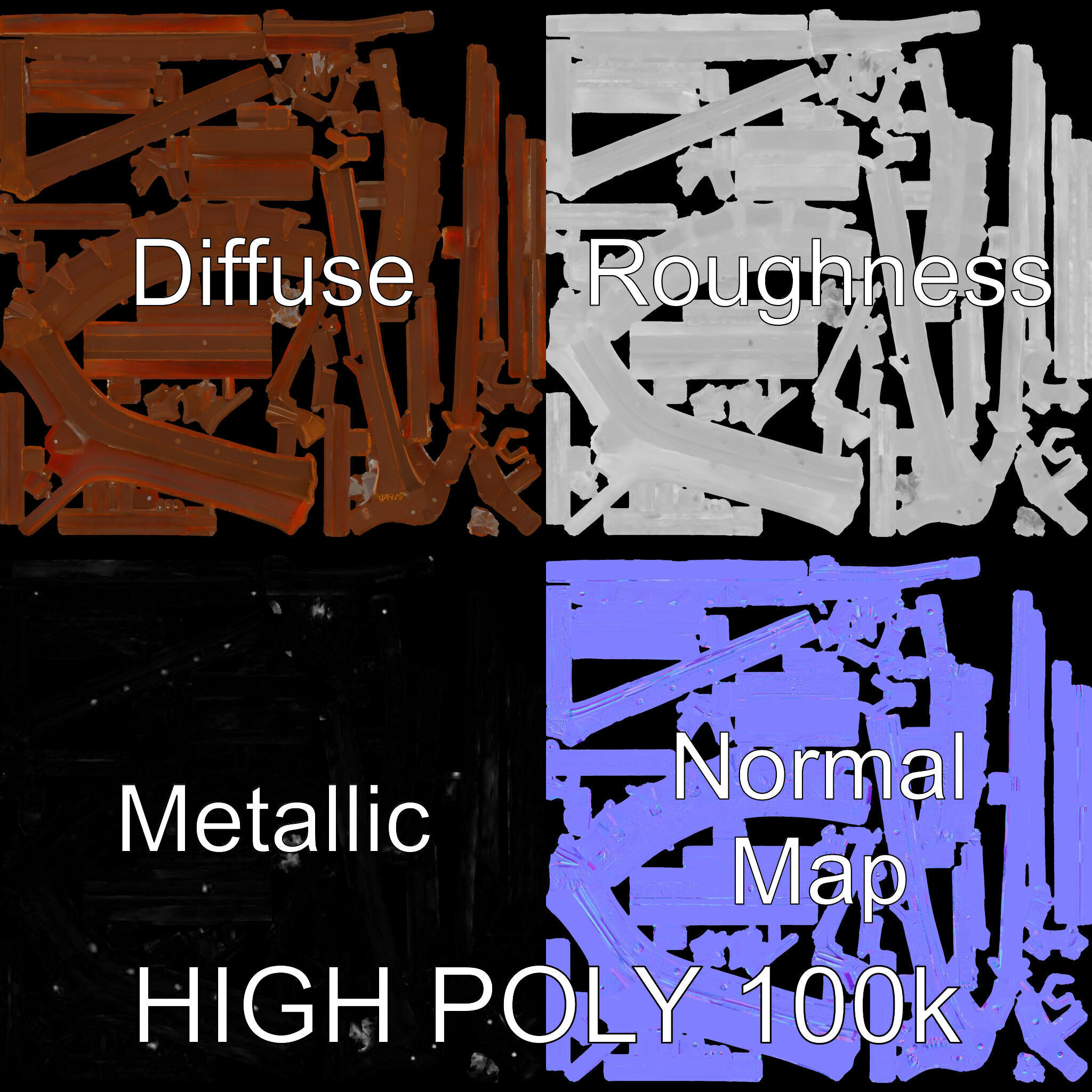 Rustic Metal Pergola Model Pack for Outdoor Scenes Low-poly 3D model_3