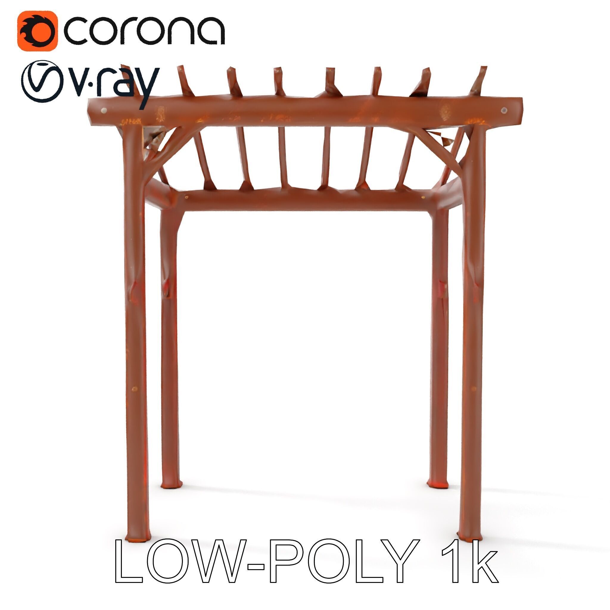 Rustic Metal Pergola Model Pack for Outdoor Scenes Low-poly 3D model_11