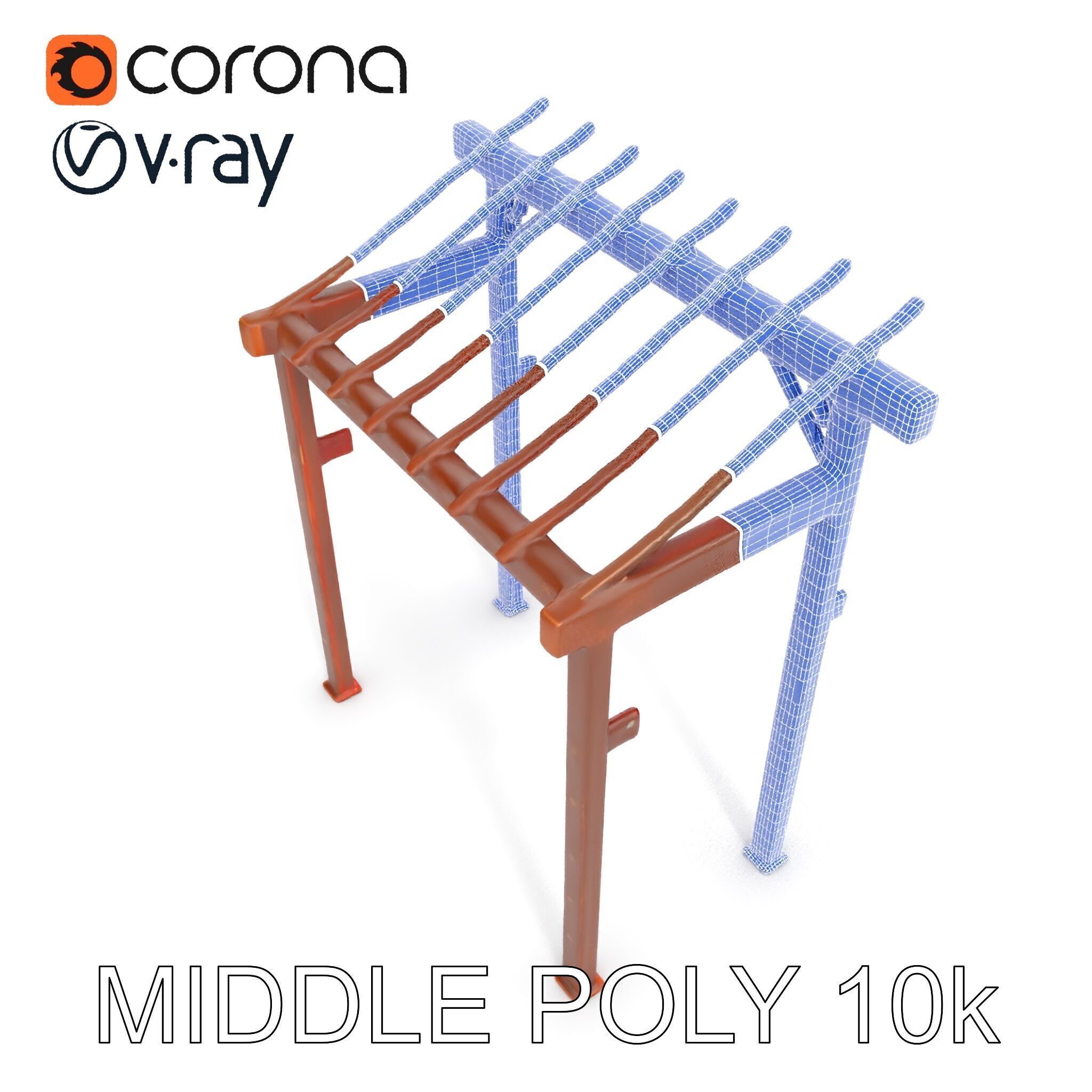 Rustic Metal Pergola Model Pack for Outdoor Scenes Low-poly 3D model_25