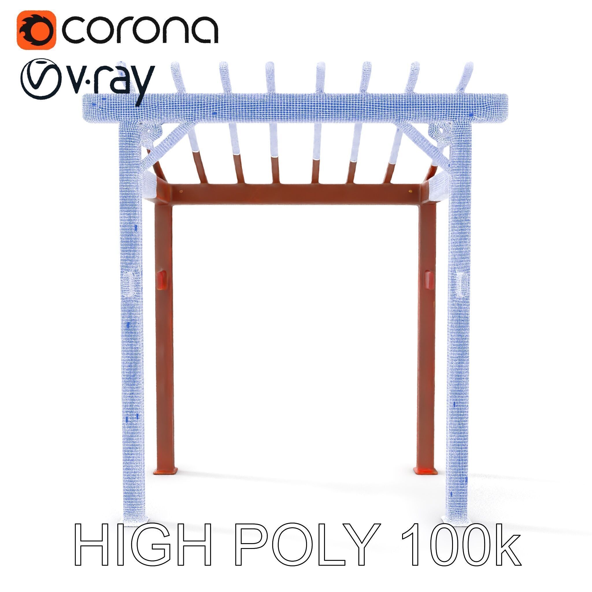 Rustic Metal Pergola Model Pack for Outdoor Scenes Low-poly 3D model_32