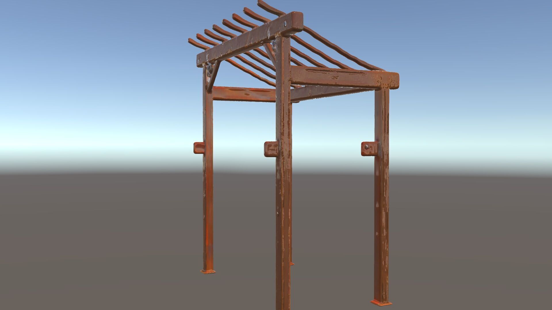 Rustic Metal Pergola Model Pack for Outdoor Scenes Low-poly 3D model_5