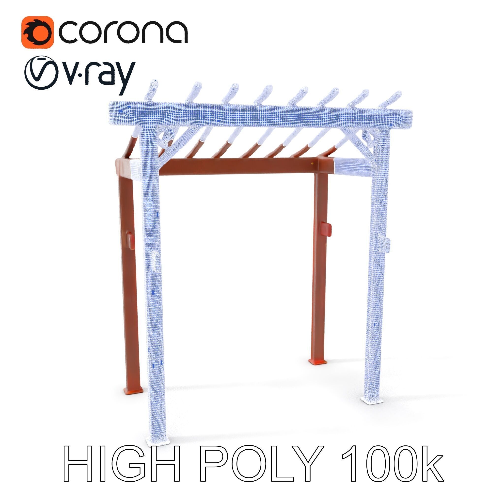 Rustic Metal Pergola Model Pack for Outdoor Scenes Low-poly 3D model_4