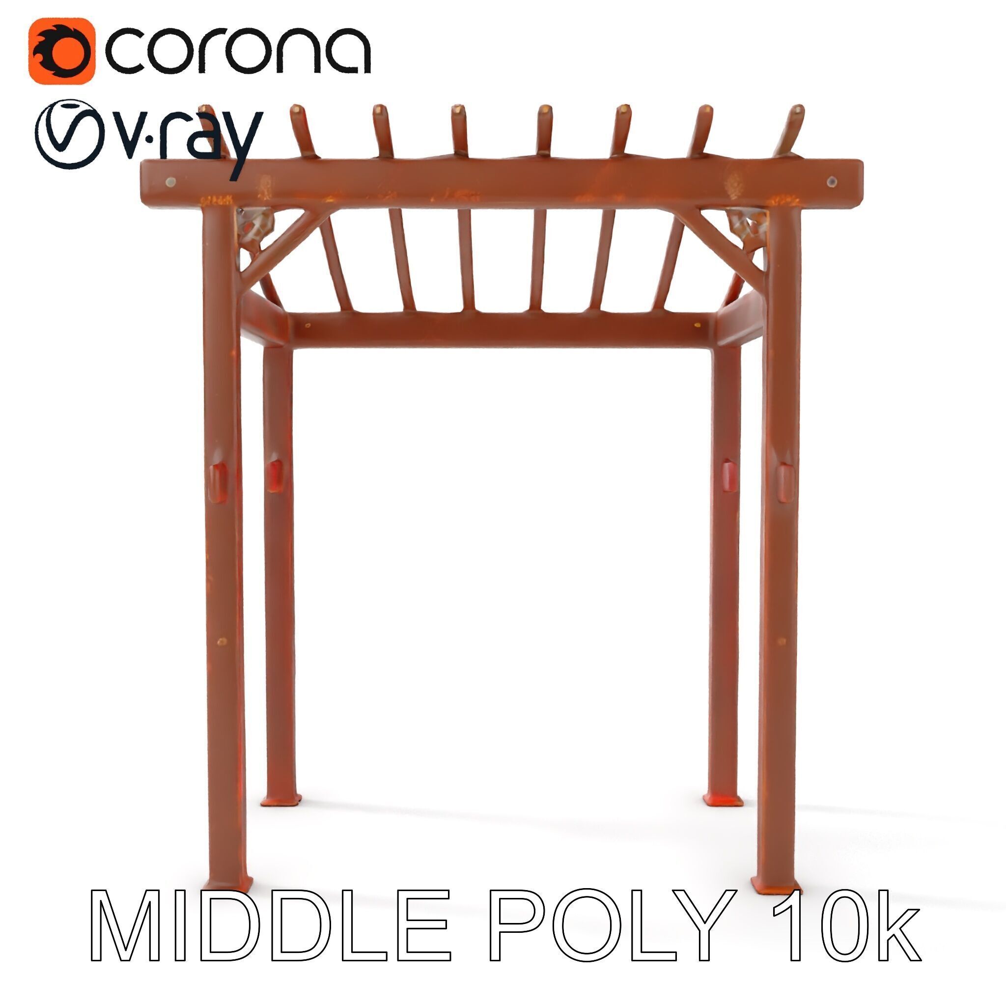 Rustic Metal Pergola Model Pack for Outdoor Scenes Low-poly 3D model_8