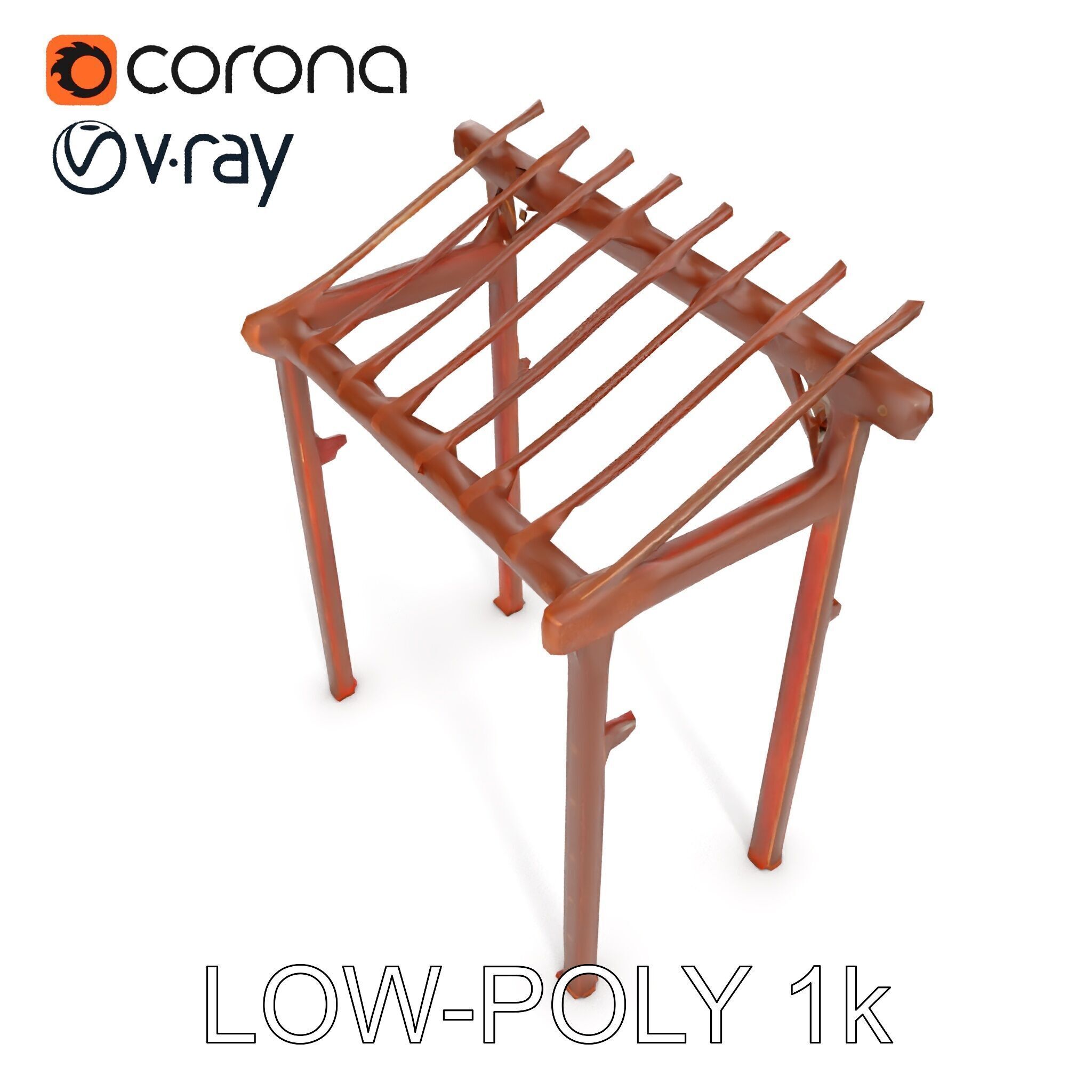 Rustic Metal Pergola Model Pack for Outdoor Scenes Low-poly 3D model_23
