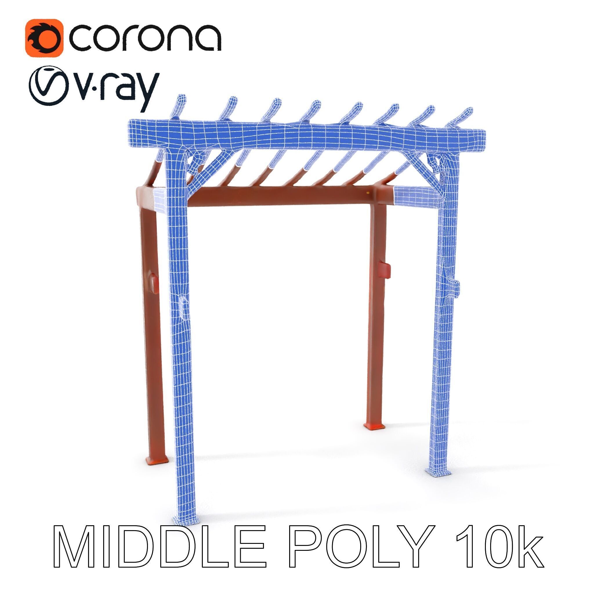 Rustic Metal Pergola Model Pack for Outdoor Scenes Low-poly 3D model_16