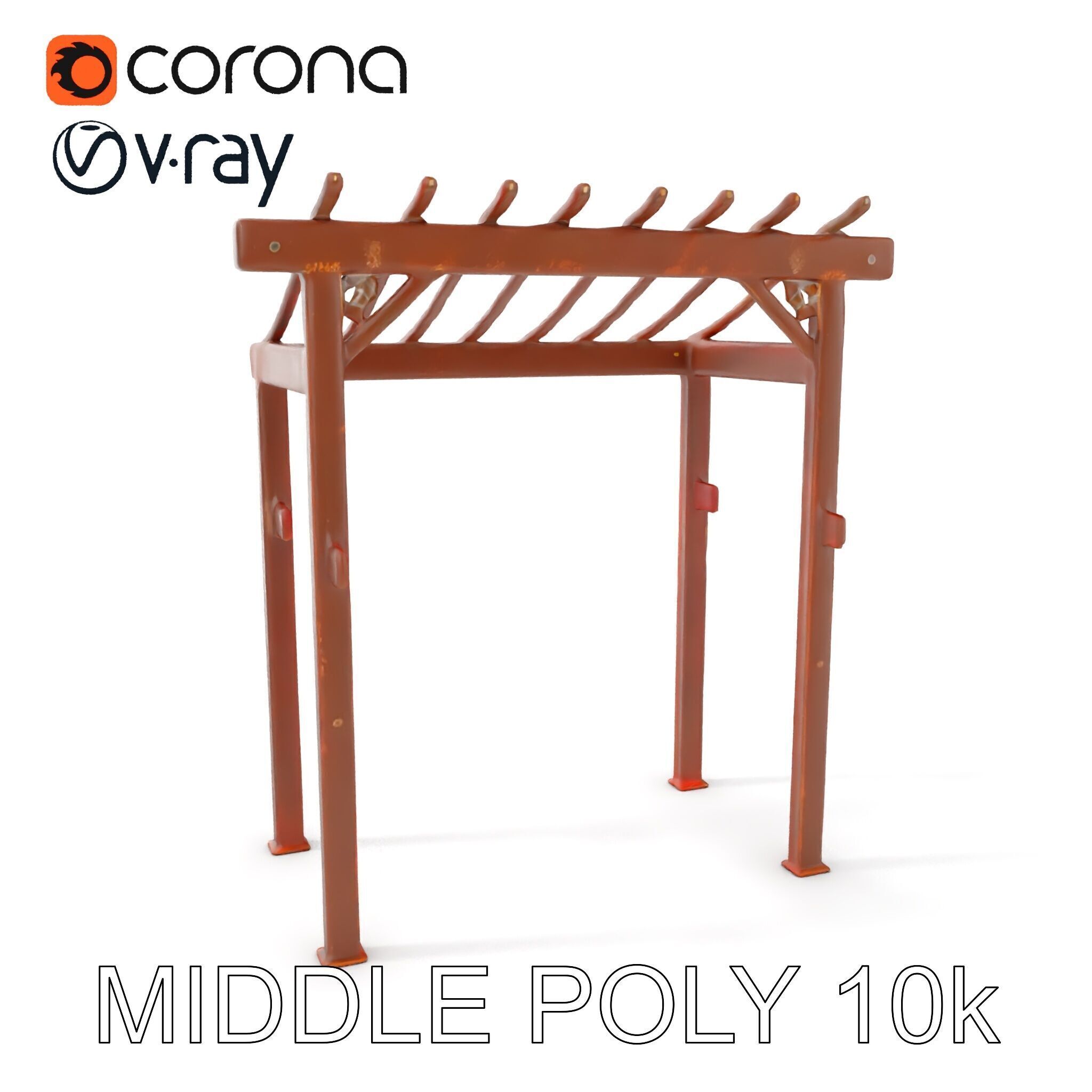 Rustic Metal Pergola Model Pack for Outdoor Scenes Low-poly 3D model_6