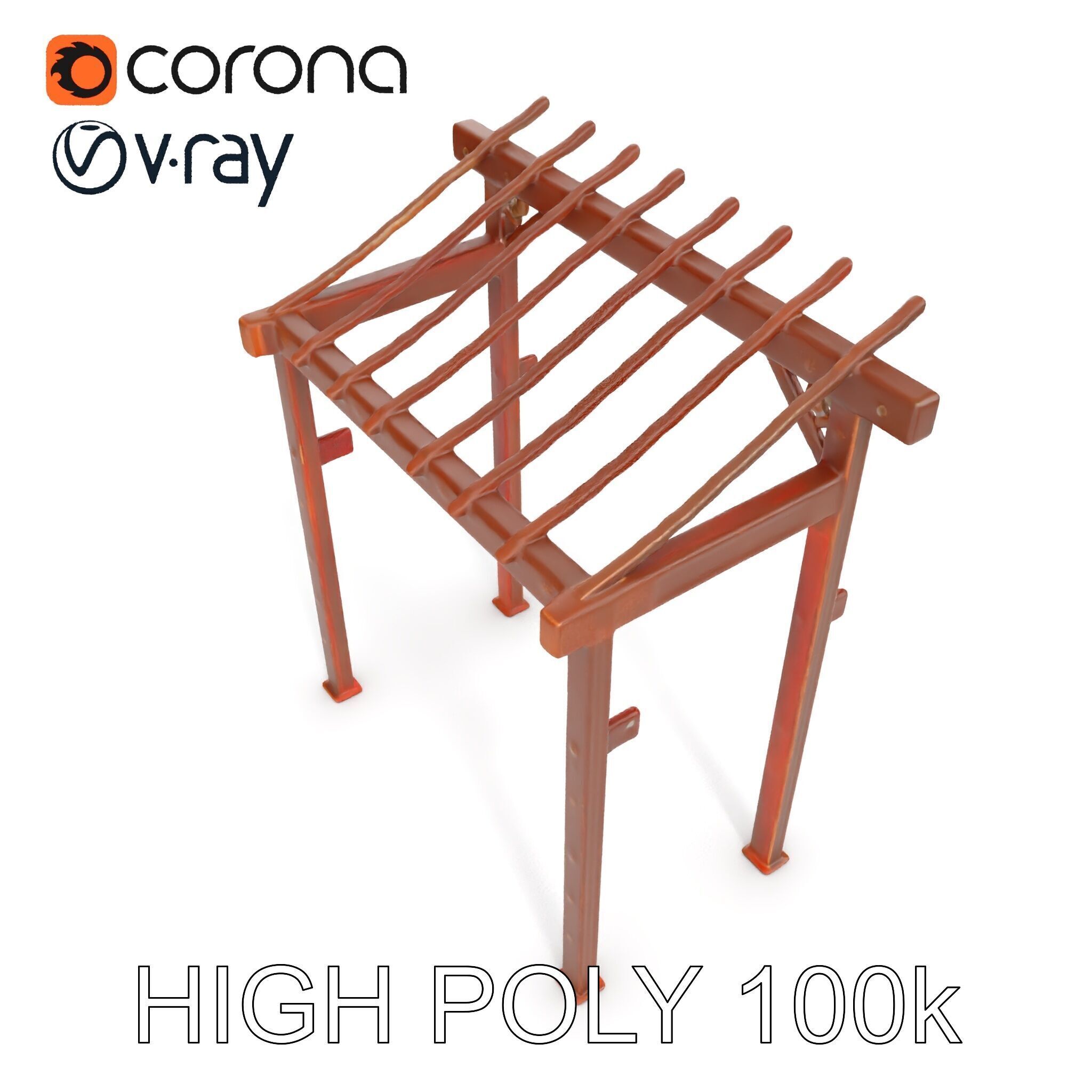 Rustic Metal Pergola Model Pack for Outdoor Scenes Low-poly 3D model_15