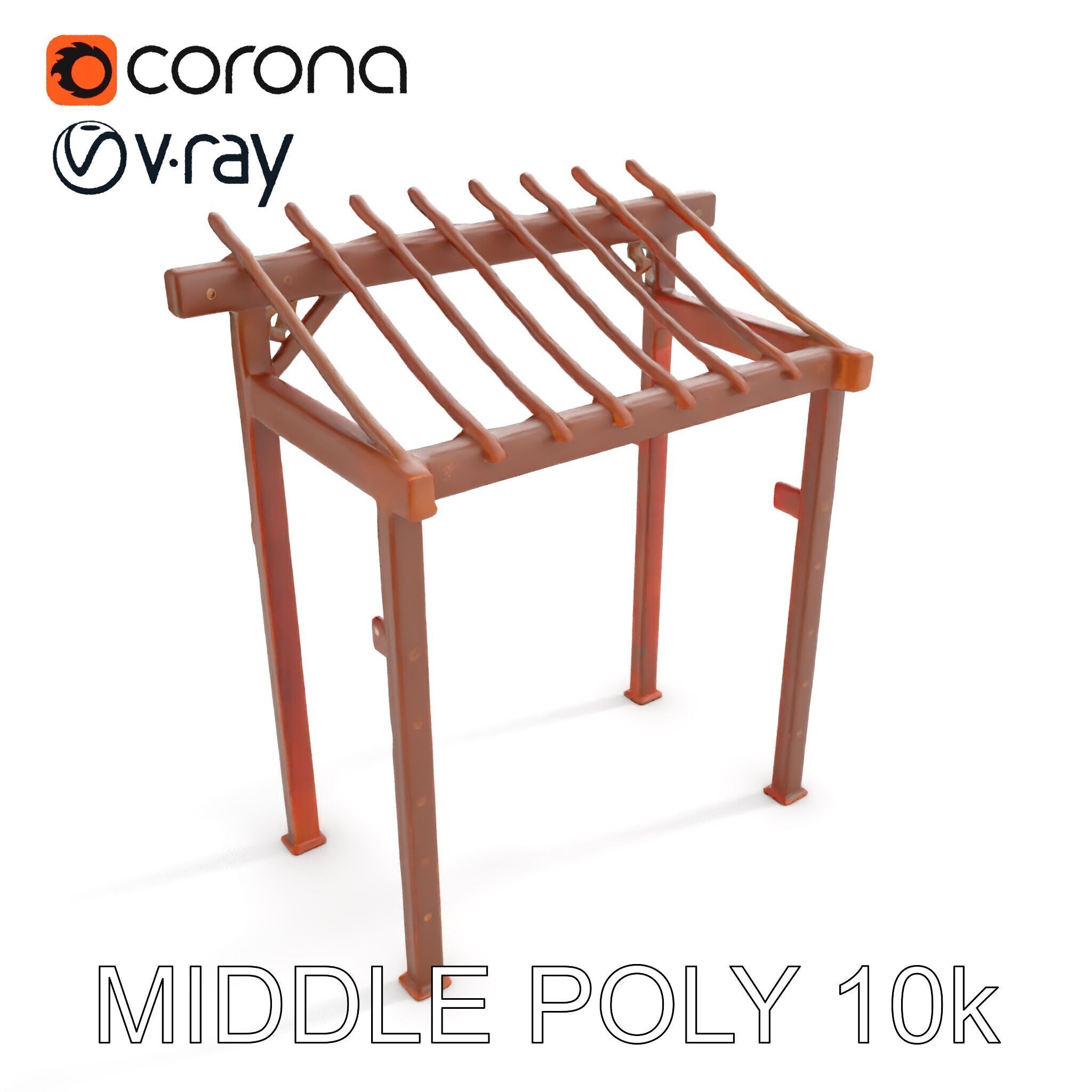 Rustic Metal Pergola Model Pack for Outdoor Scenes Low-poly 3D model_22