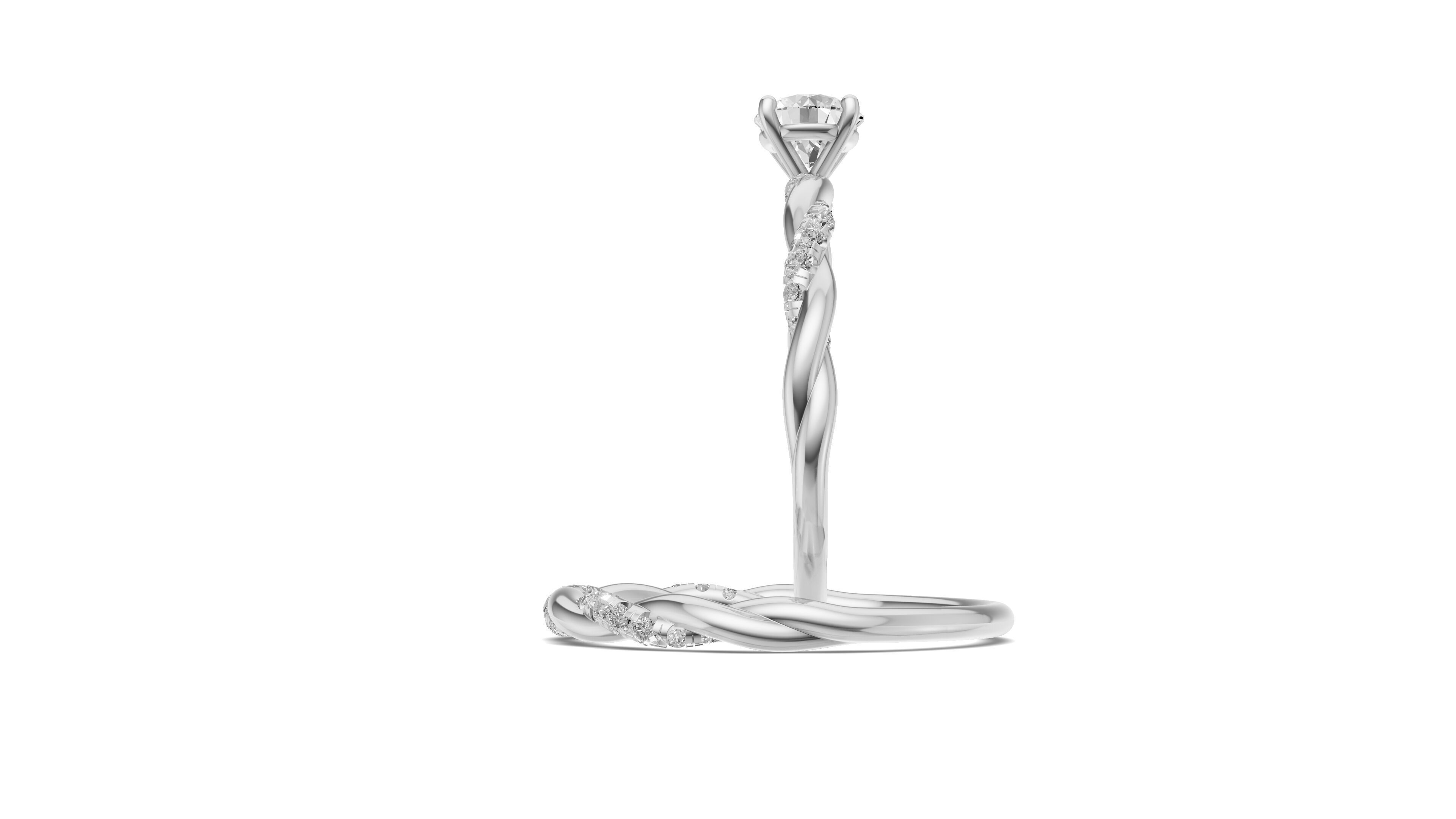 Braided Ring Set with Solitaire Diamond 3D print model_8