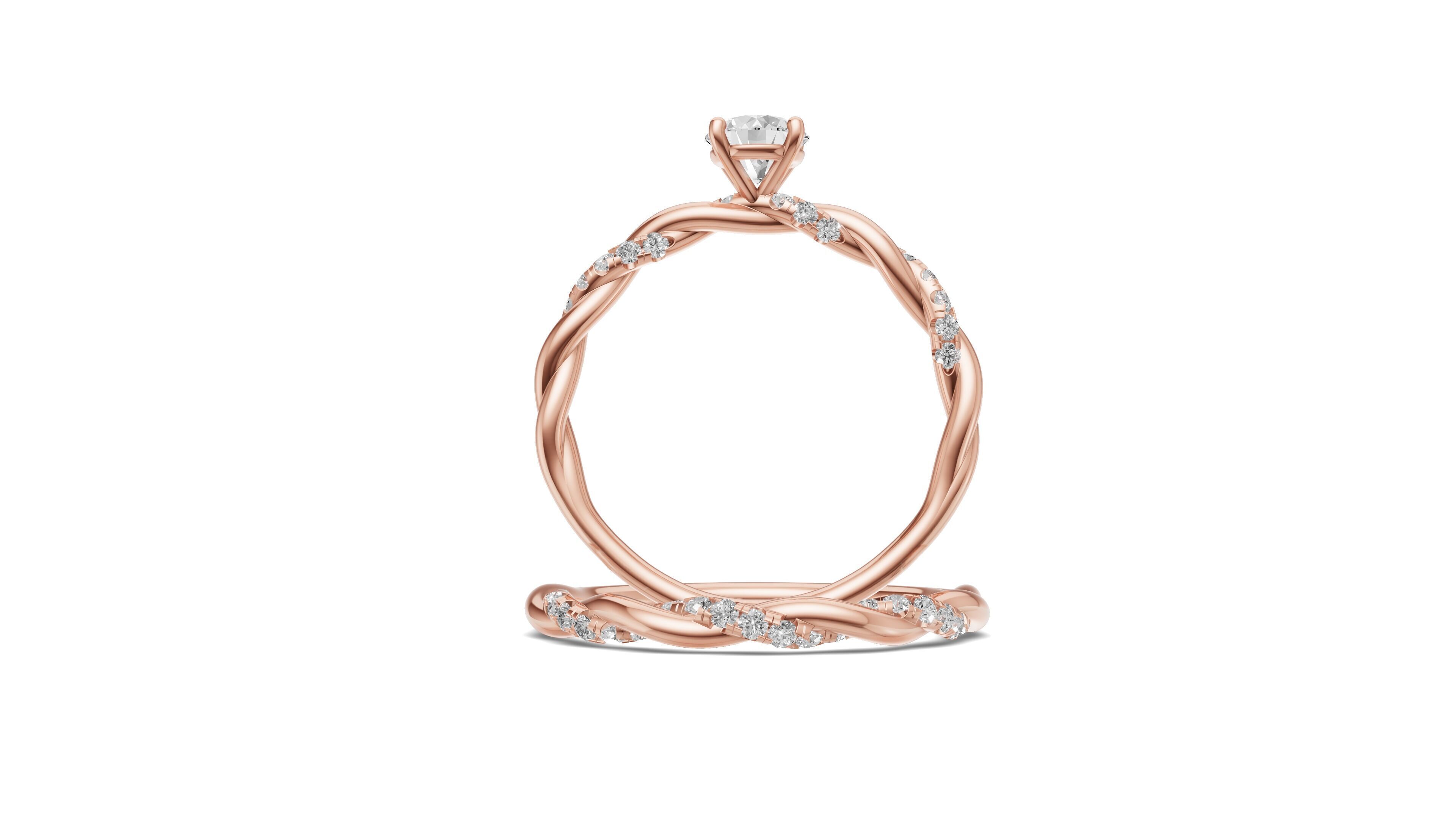 Braided Ring Set with Solitaire Diamond 3D print model_12