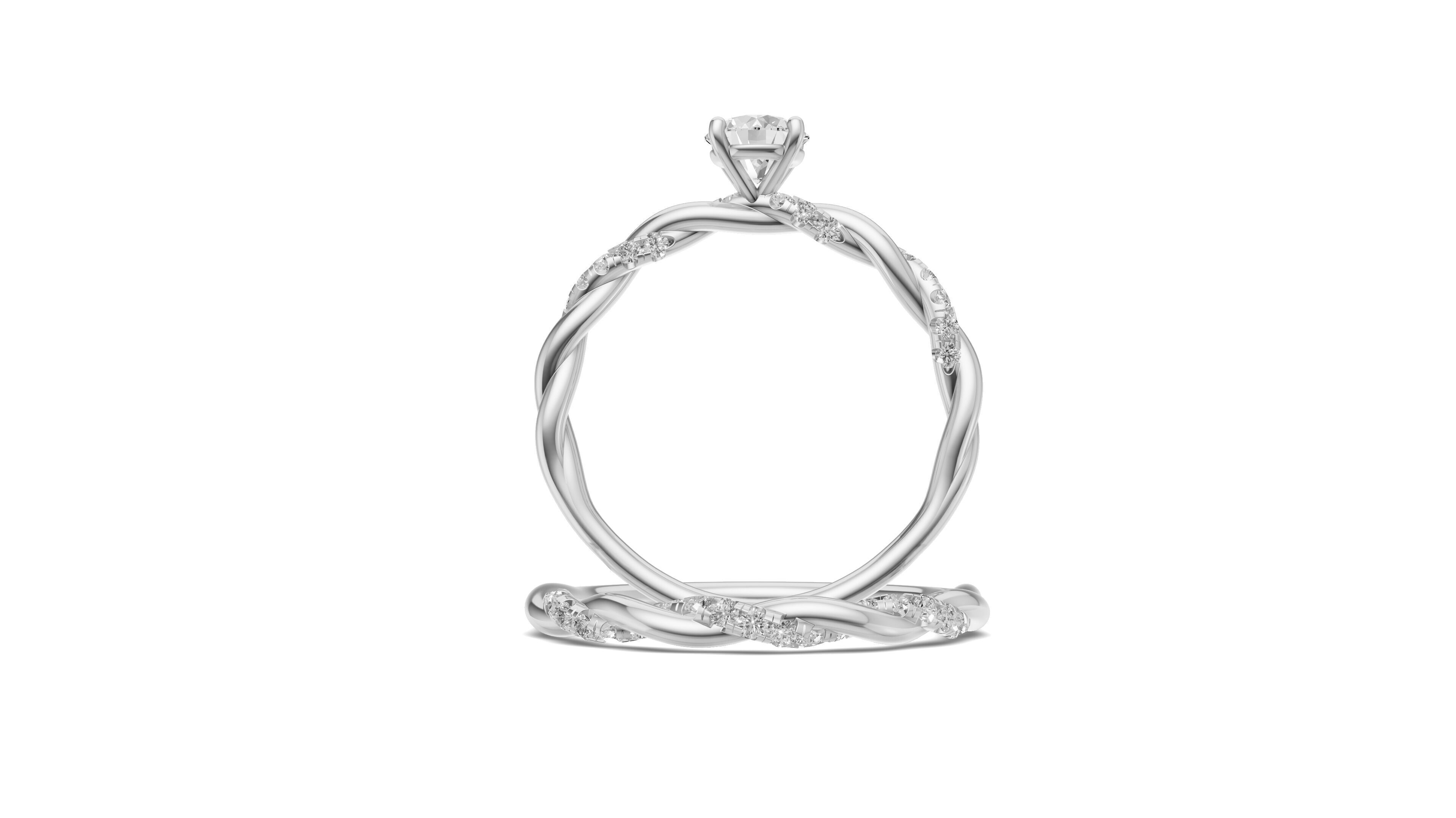 Braided Ring Set with Solitaire Diamond 3D print model_11
