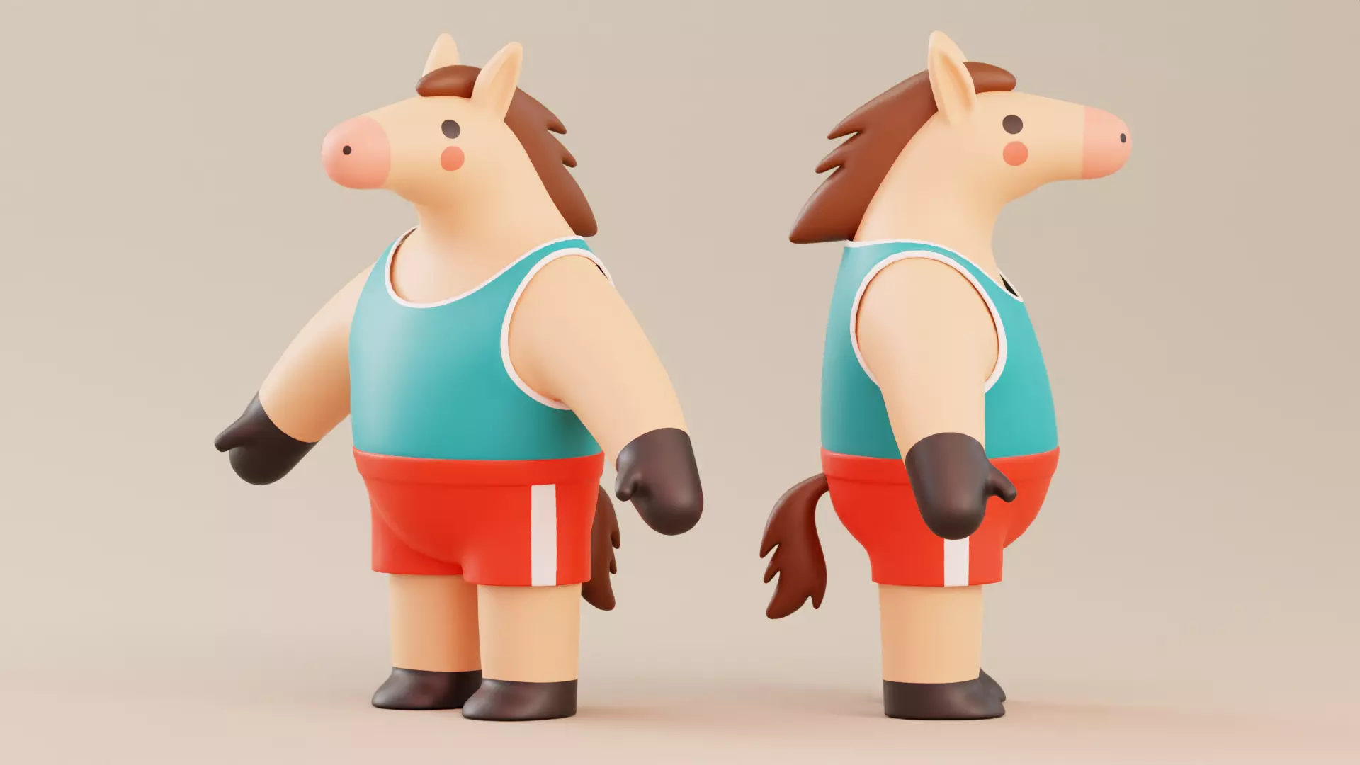 Cartoon Horse Character Illustration Low-poly 3D model