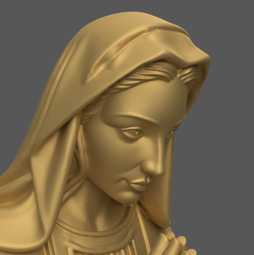 St Virgin Mary Kneeling for Nativity STL File 3D print model_6