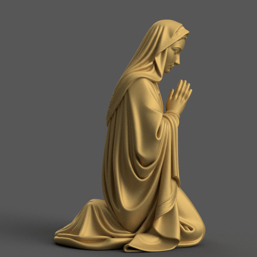 St Virgin Mary Kneeling for Nativity STL File 3D print model_4