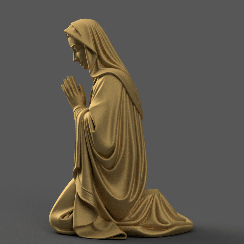 St Virgin Mary Kneeling for Nativity STL File 3D print model_2