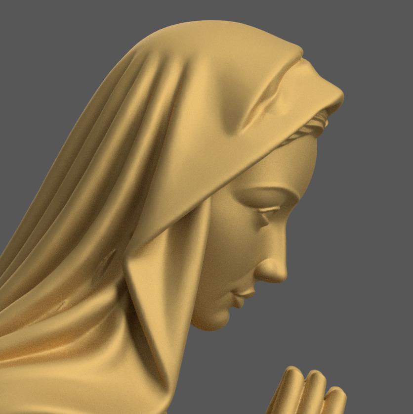 St Virgin Mary Kneeling for Nativity STL File 3D print model_5