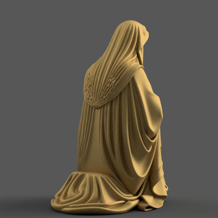 St Virgin Mary Kneeling for Nativity STL File 3D print model_3