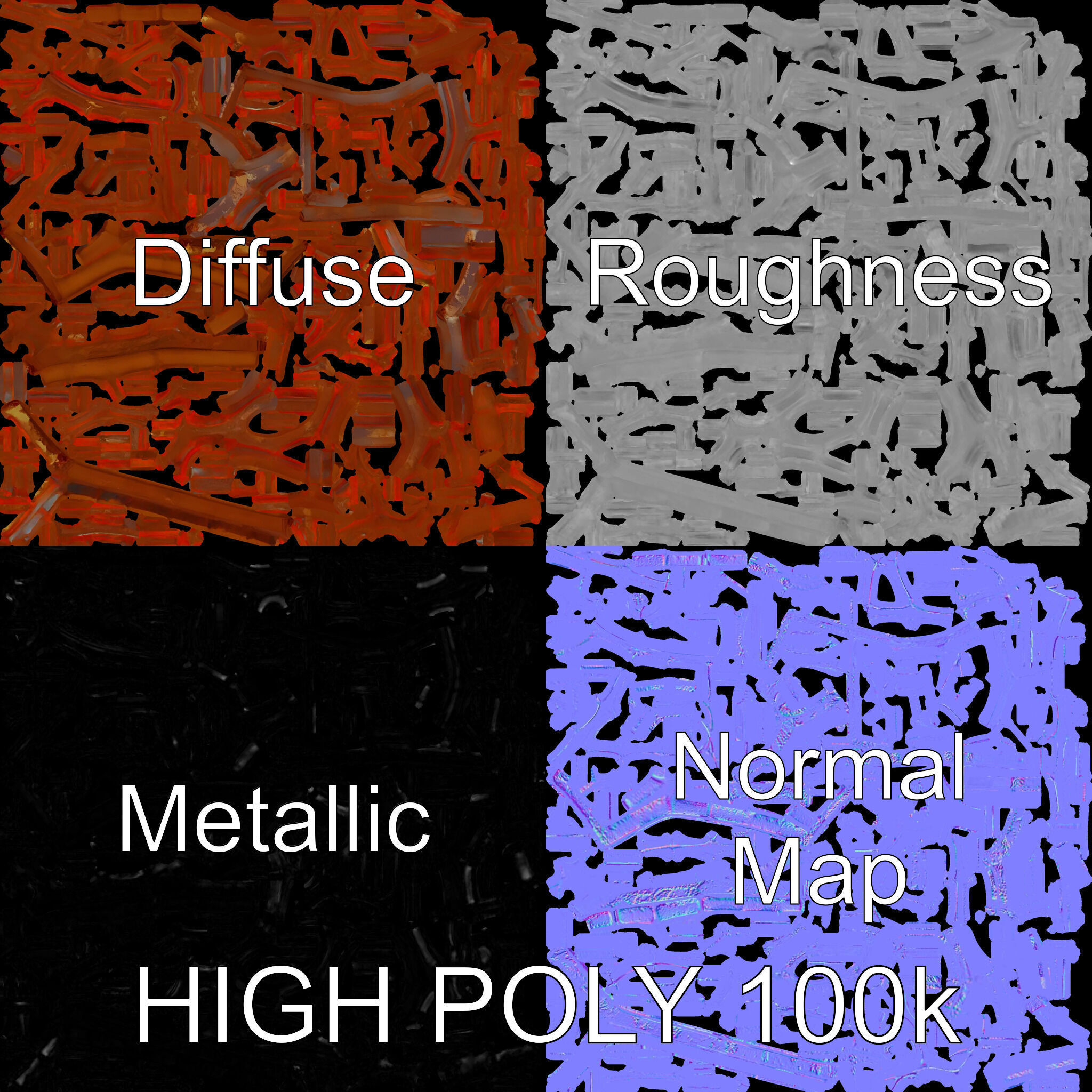 Rusty Iron Grid Model Pack for Games and Rendering Texture_3