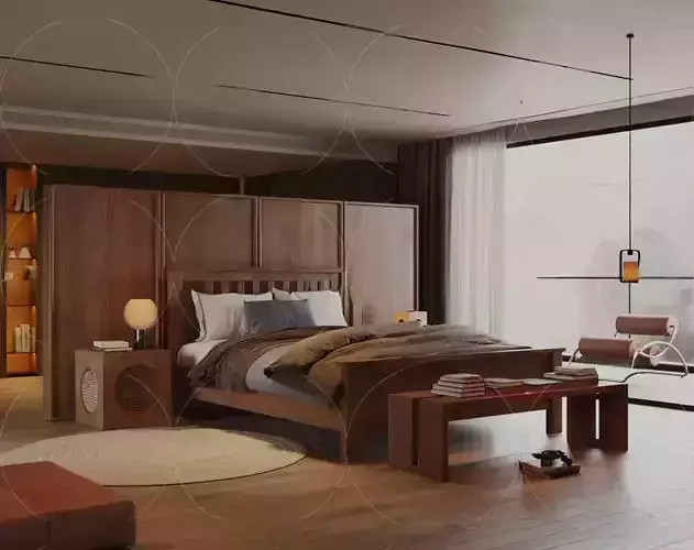 3DS MAX WABI SABI STYLE 3D BEDROOM 0086