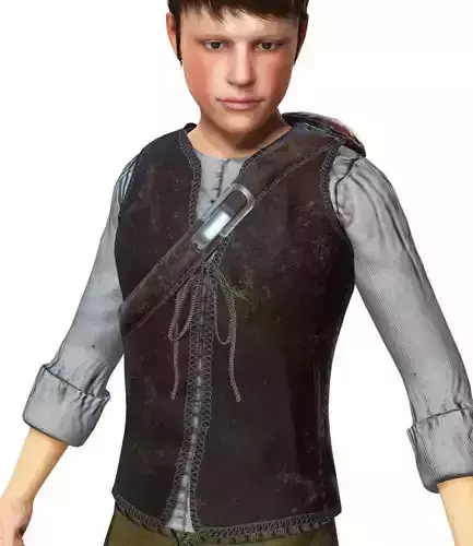 Rigged 18th 19th Century Boy Character Low-poly 3D model