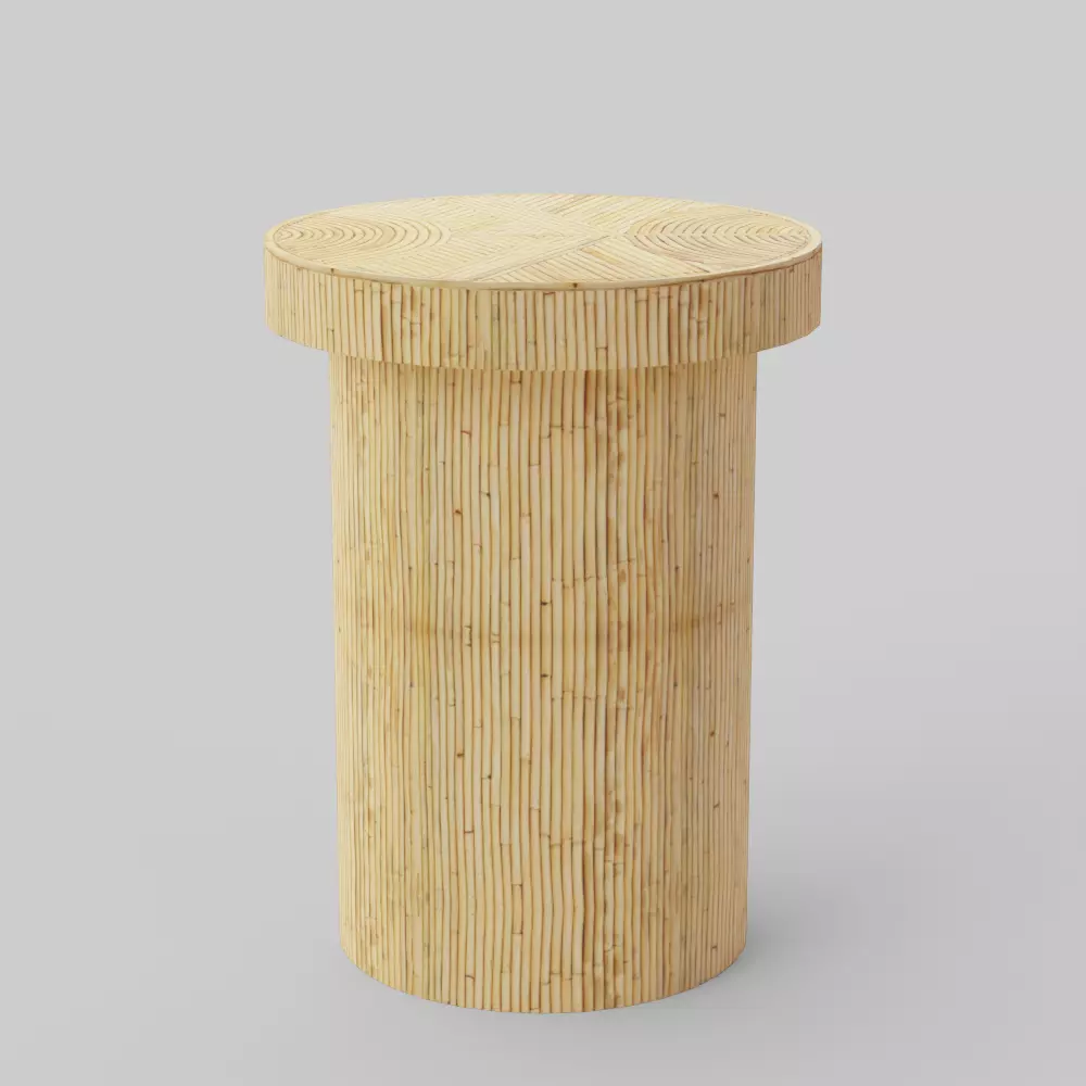Acadia Rattan Side Table 3D model_0