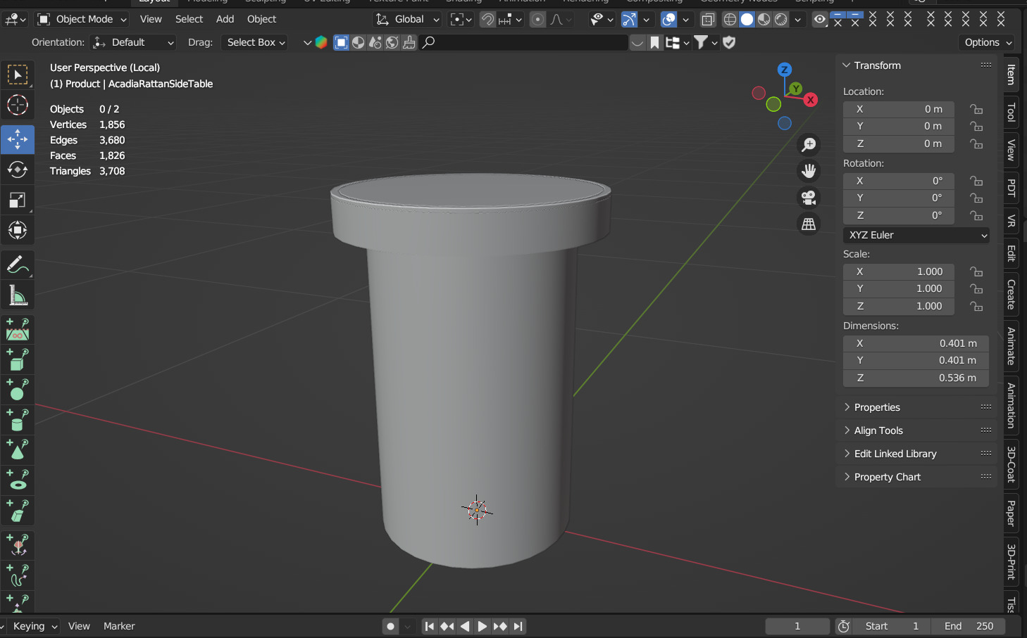 Acadia Rattan Side Table 3D model_4