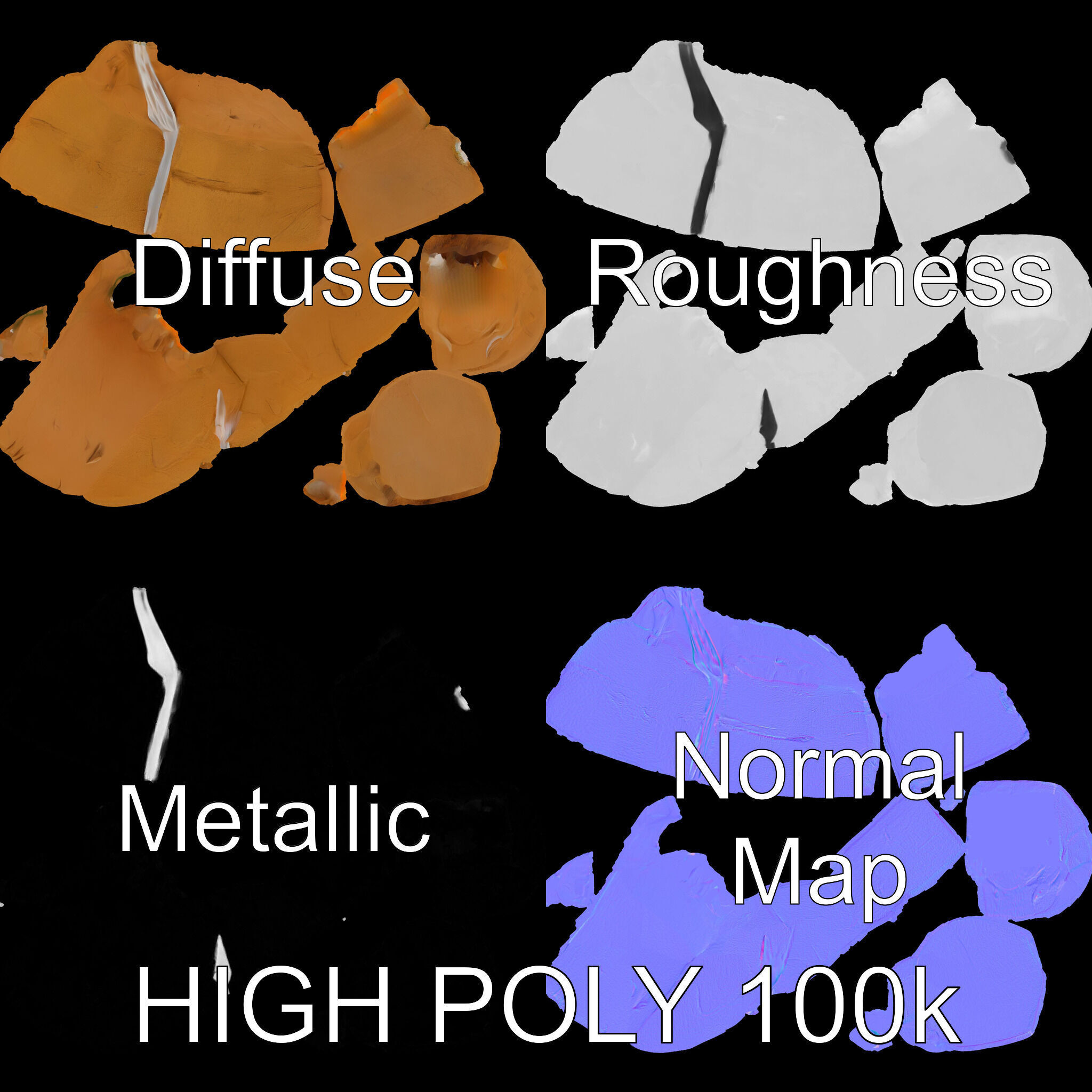 Waterfall Rock Formation Model Pack Low-poly 3D model_3