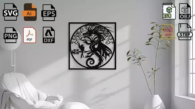 Dragon and Bird Tree of Life Medallion